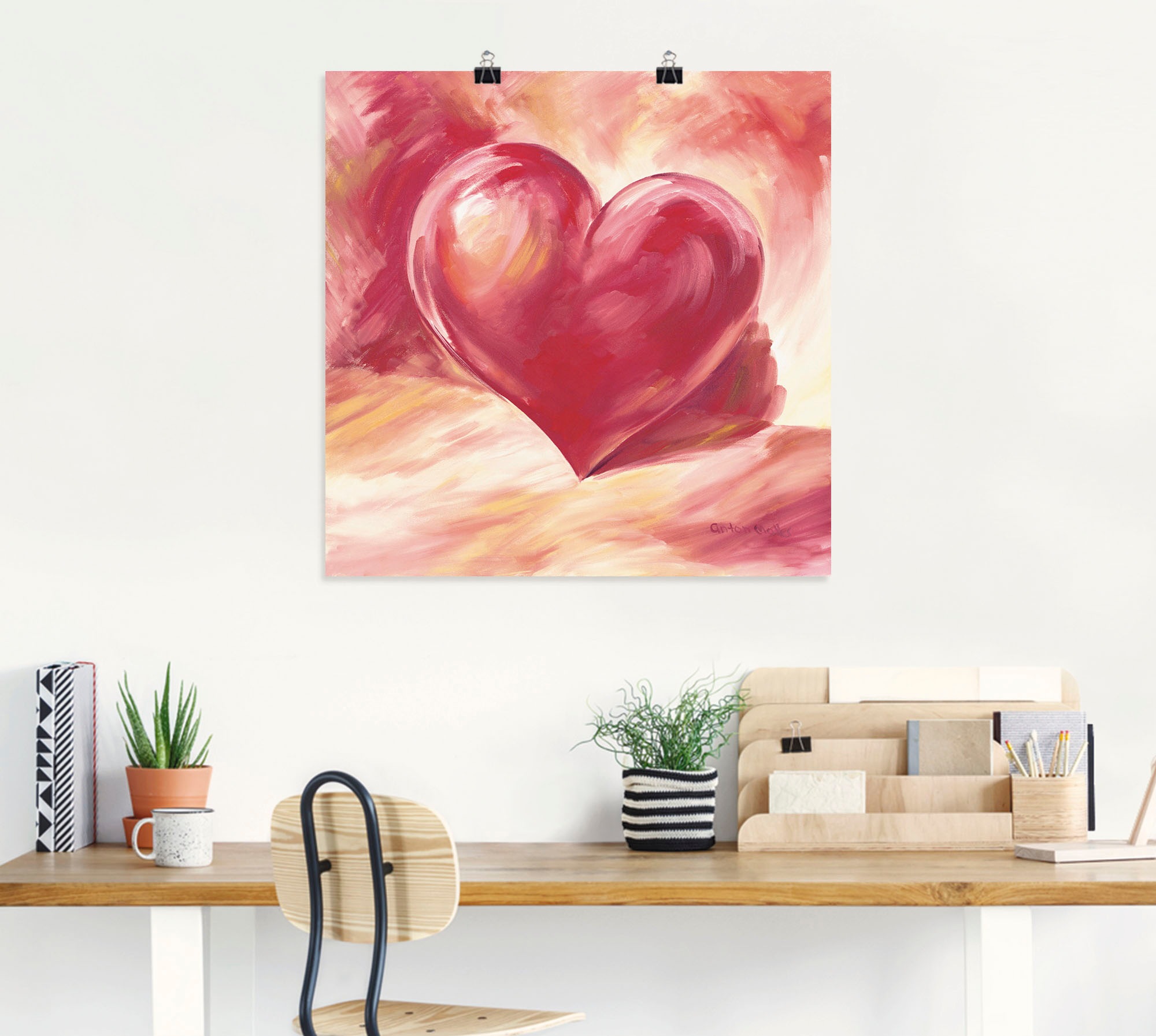 Artland Wandbild »Rosa/rotes Herz« Herzen 1 Stk. tlg. als Leinwandbild, Poster in verschied. Größen