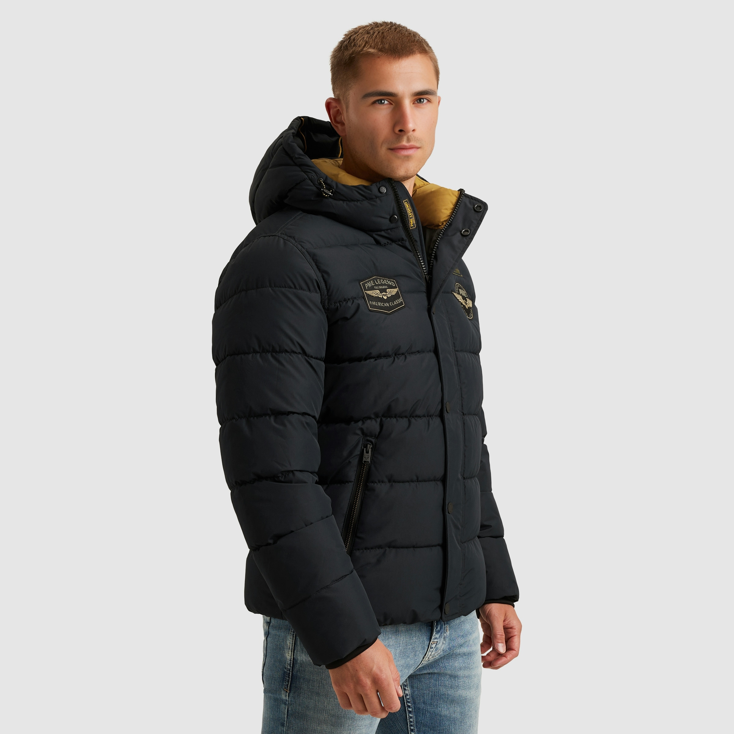 PME LEGEND Steppjacke mit Kapuze mit Kapuze und Logo-Badges