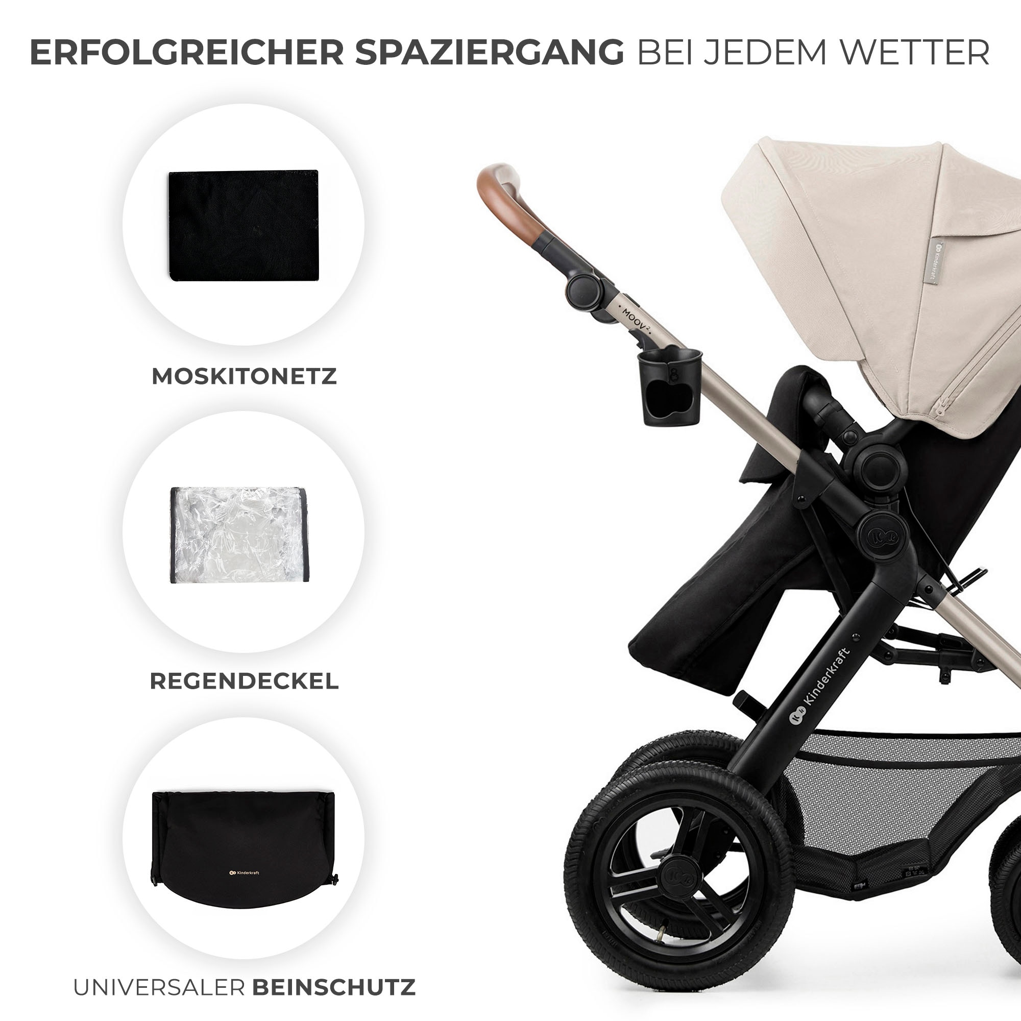 Kinderkraft Kombi-Kinderwagen »MOOV 2 4in1 AIR« 27 kg mit Luftreifen