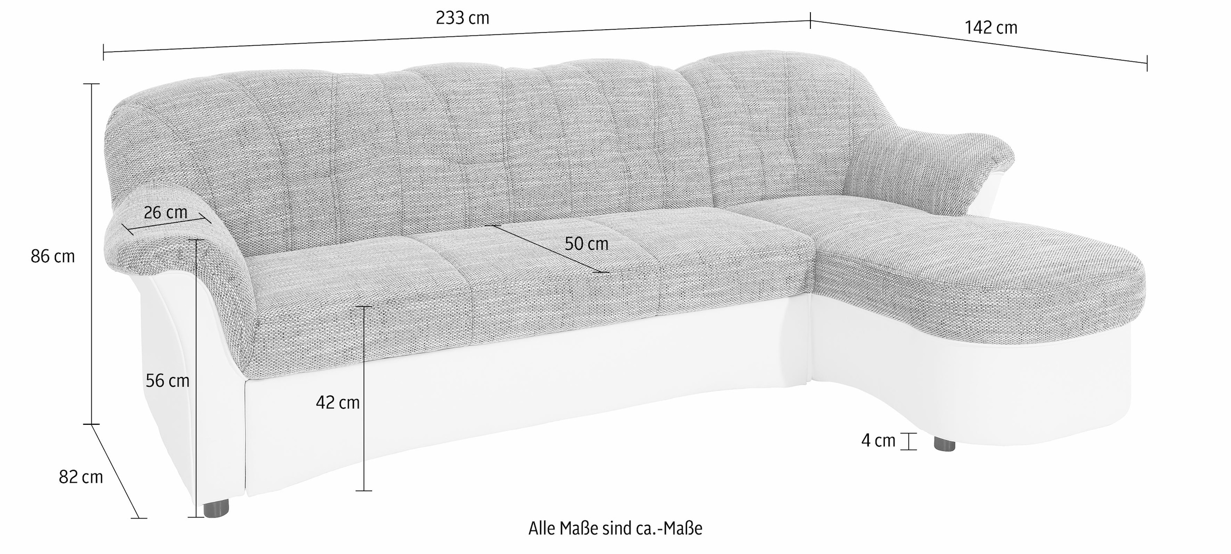 DOMO collection Ecksofa »Flores Schlafsofa, B/T/H: 233/142/86 cm, L-Form«, wahlweise mit Bettfunktion, wahlweise mit Federkern, auch in Leder