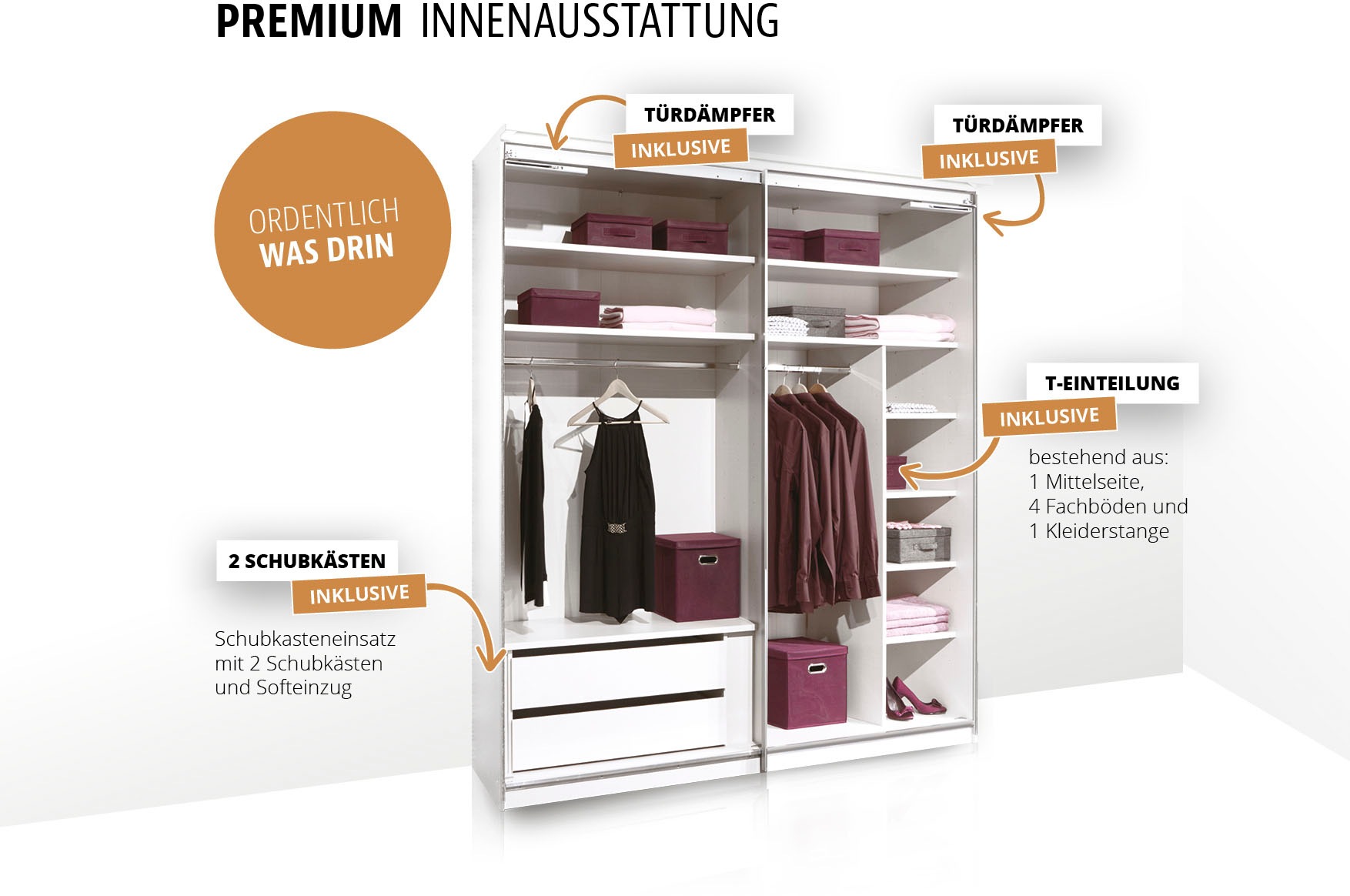STAUD Schwebetürenschrank »Includo Glas, Made in Germany«