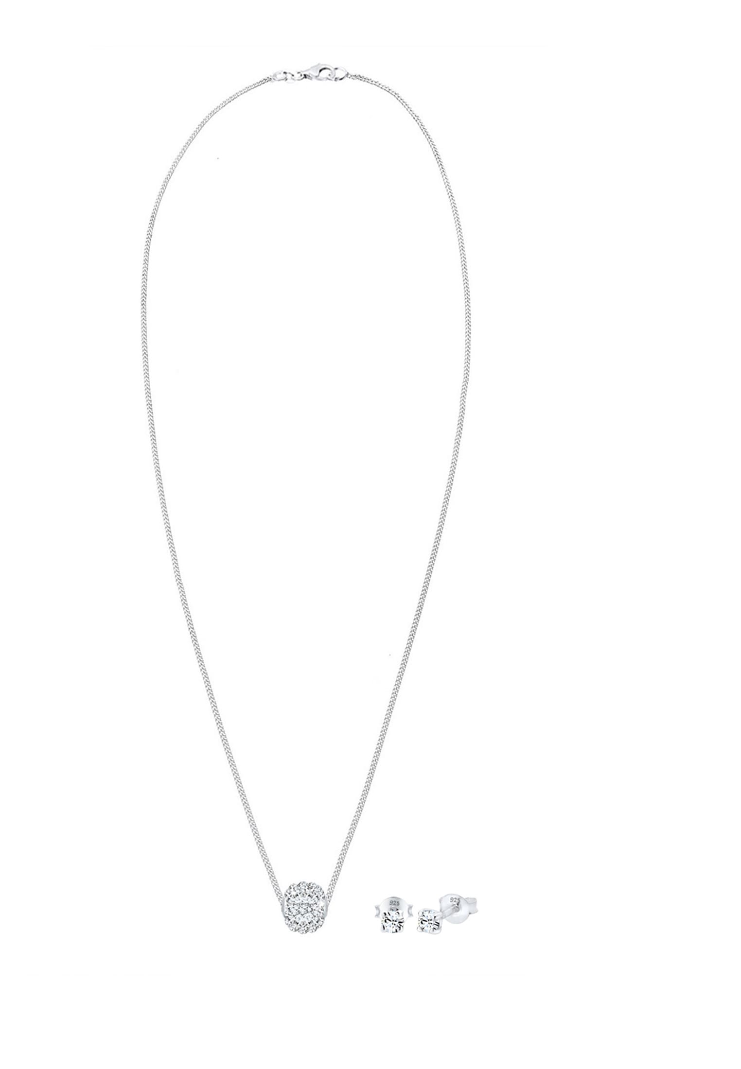 Elli Ohrring und Ketten Set »Schmuckset Glas Kristalle Weiß 925 Sterling Silber«
