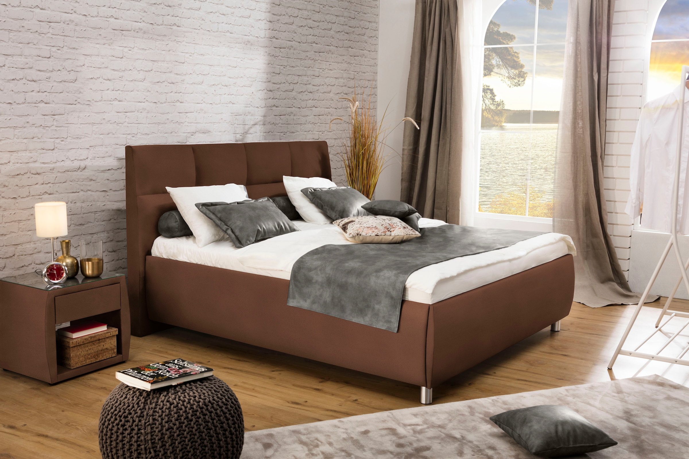 Alina Polsterbett »Nadina« wahlweise mit Matratze und Lattenrost in braun, Größe Liegefläche B/L: 180 cm x 200 cm