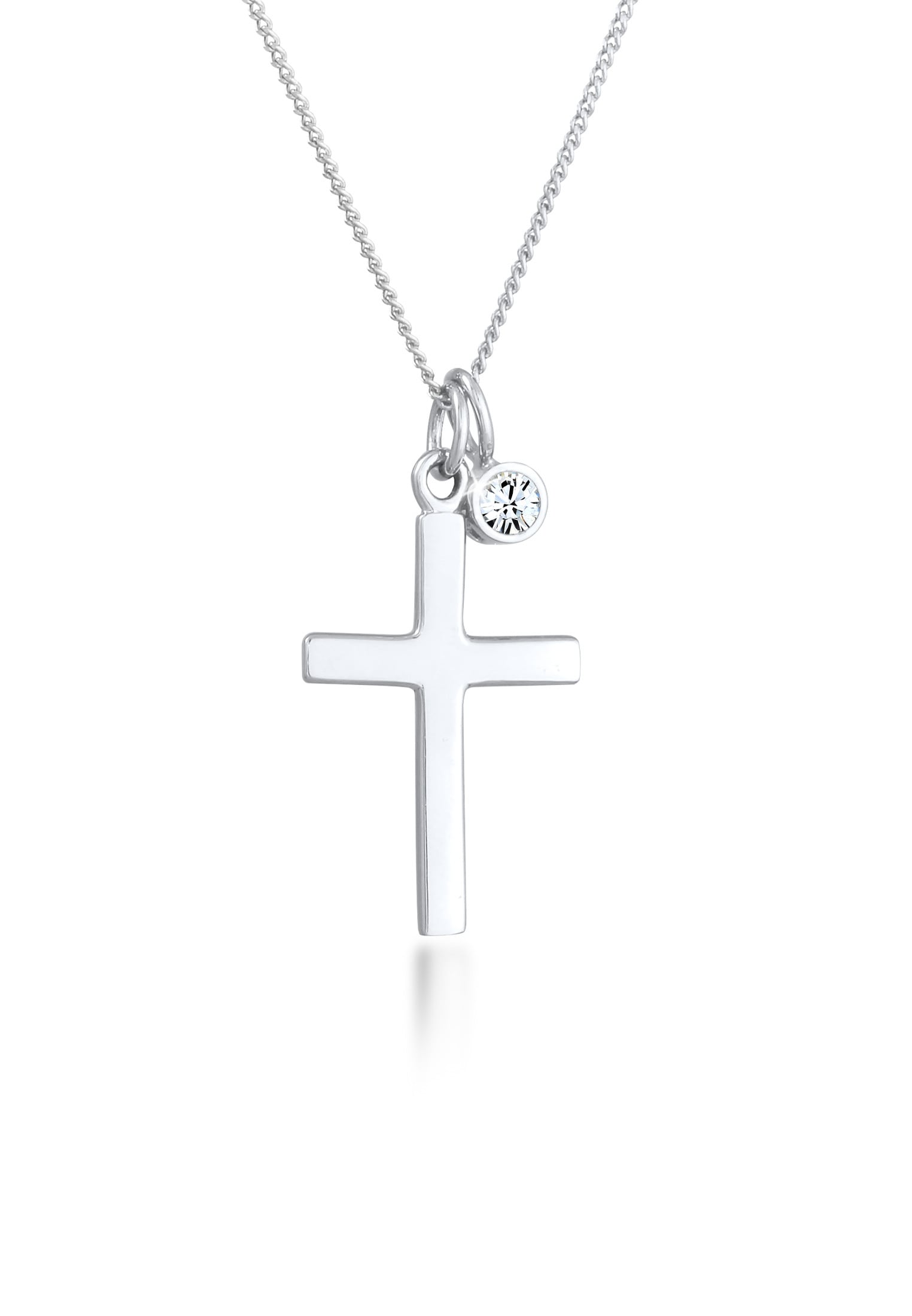 Elli Silberkette »Halskette Kreuz Religion  Kristalle 925 Silber«