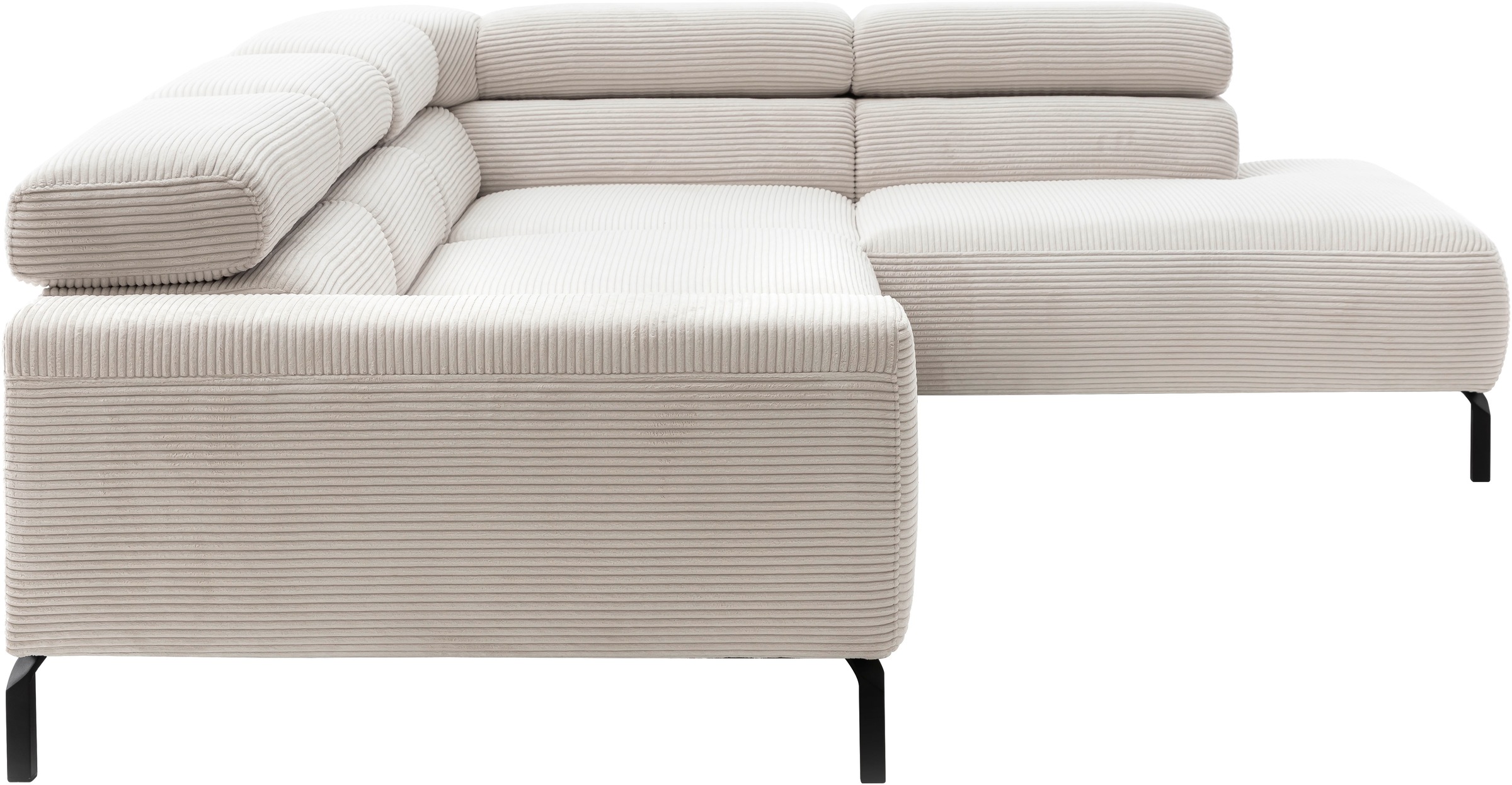 Places of Style Ecksofa »Antonelli, L-Form, inkl. Kopfteilverstellung, Breite 276 cm«, mit elektrischer Sitztiefenverstellung, in Cord, weiß