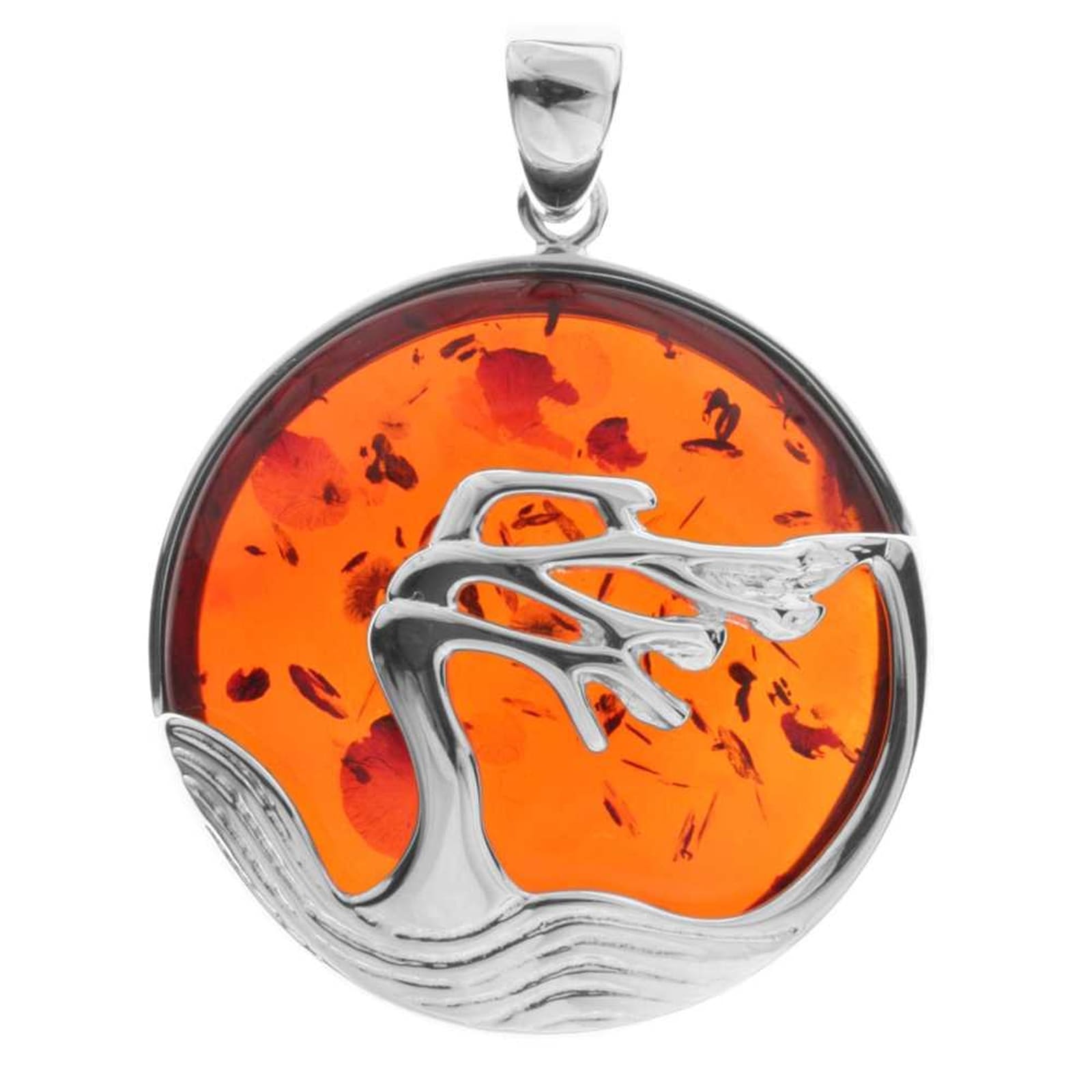 OSTSEE-SCHMUCK Kettenanhänger »- Windflüchter 36 mm - Silber 925/000 - Bernstein«