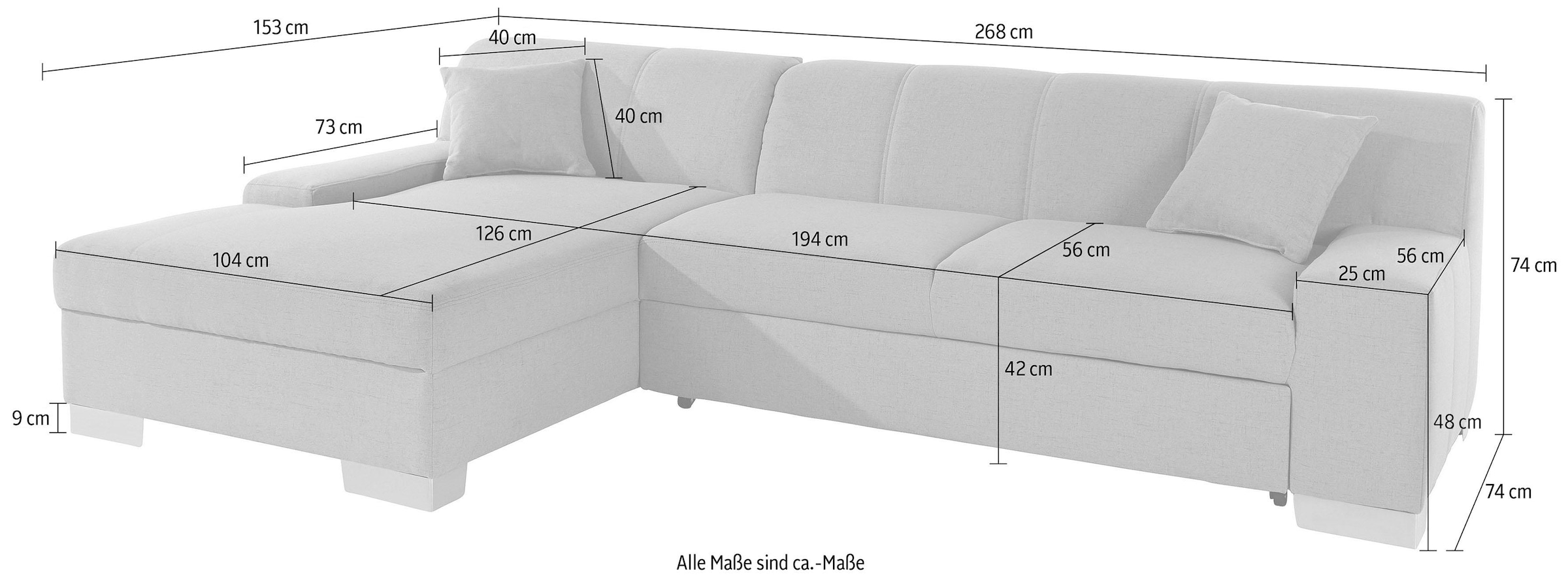 DOMO collection Ecksofa »Bero, elegant und zeitlos, flache Armlehnen, L-Form«, fester Sitzkomfort, wahlweise mit Bettfunktion