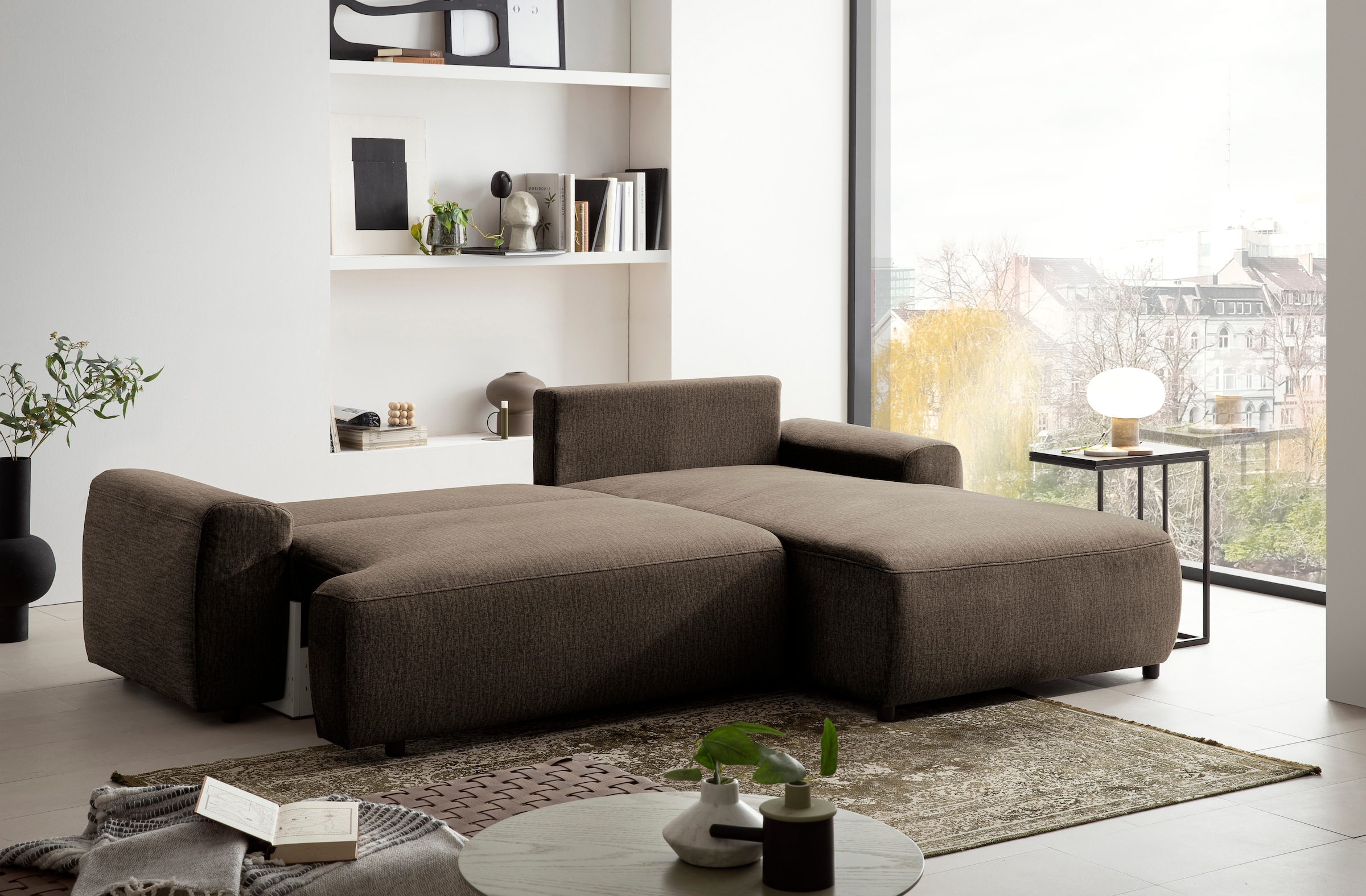 exxpo - sofa fashion Ecksofa »Game, gemütlich mit 5 Rückenkissen und 2 Zierkissen, L-Form«, inkl. Bettfunktion und Bettkasten, bequem, tolle Verarbeitungsdetails