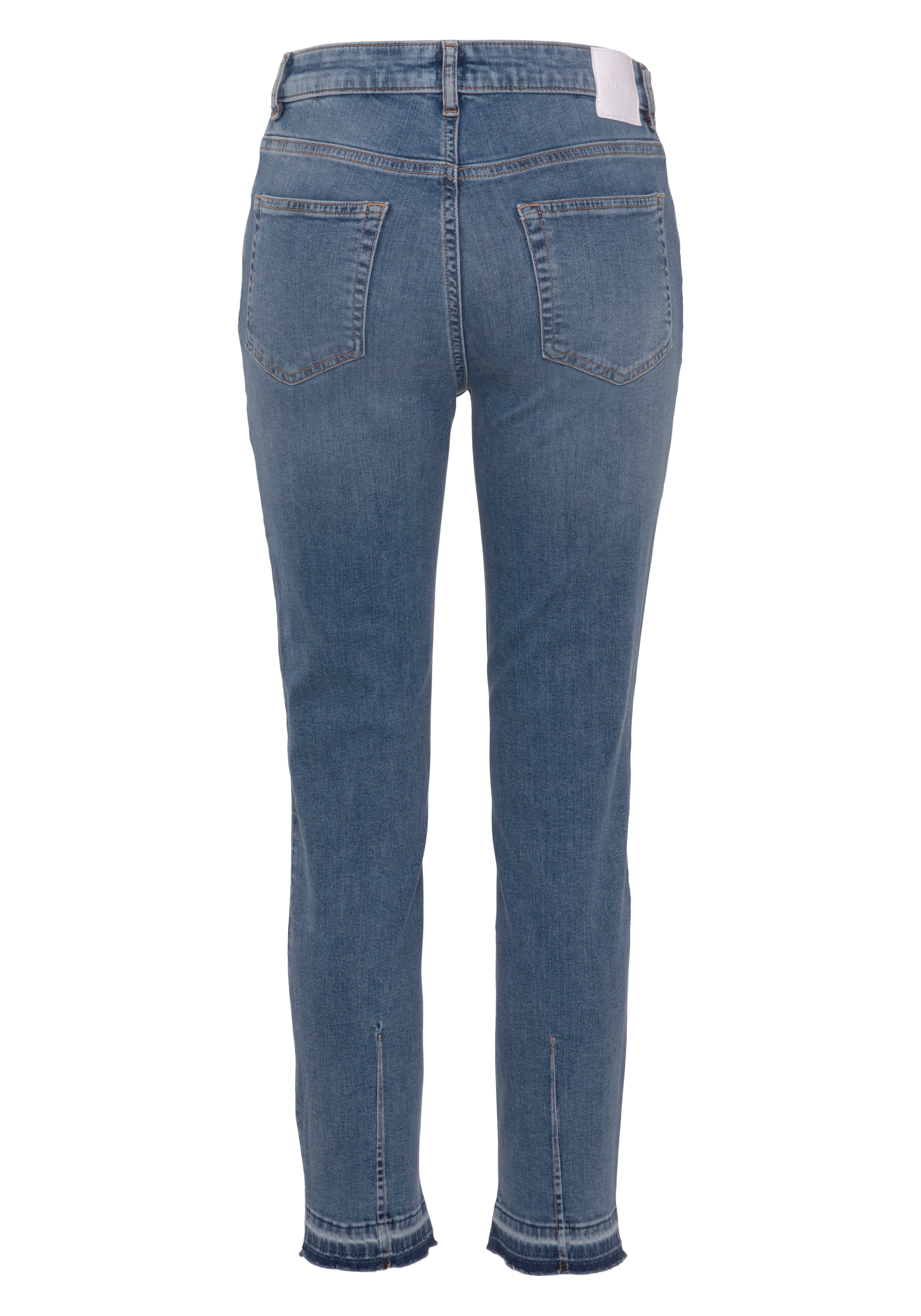 BOSS ORANGE 5-Pocket-Jeans »Jackie Mid Rise Mid Waist, mittlere Leibhöhe Premium Denim Jeans«, mit BOSS Leder-Badge