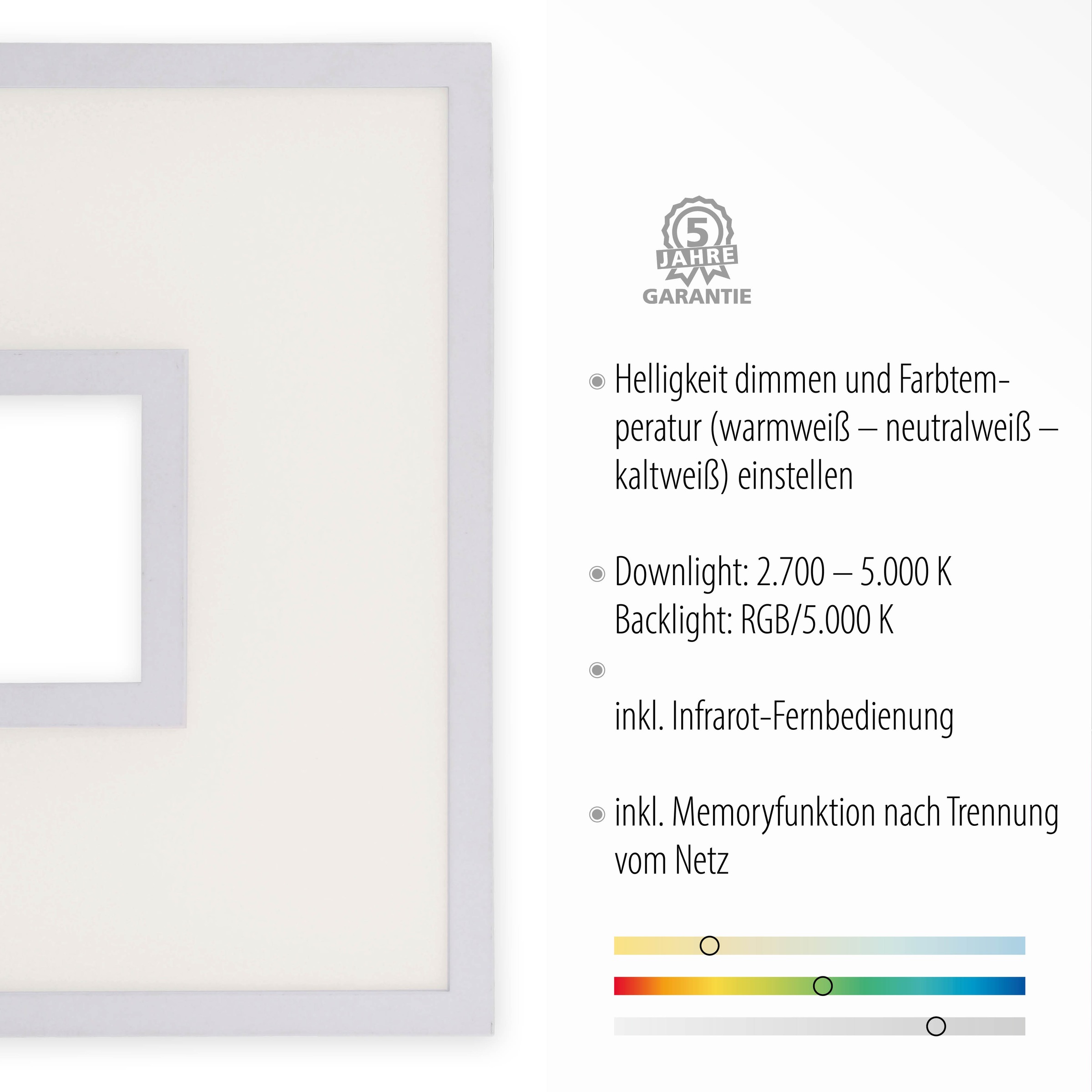 JUST LIGHT LED Deckenleuchte »RECESS« LED-Board 1 Stk. warmweiß - kaltweiß dimmbar über Fernbedienung