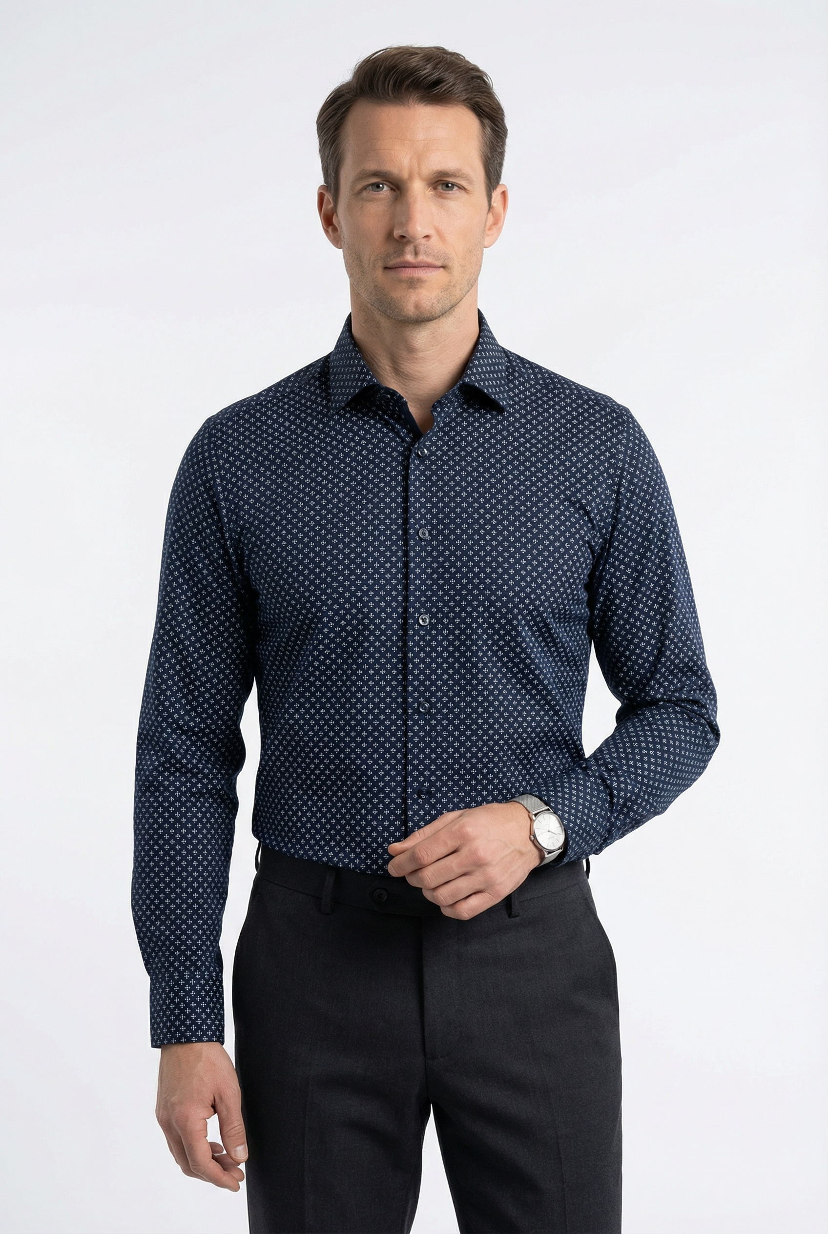OLYMP Langarmhemd »Luxor modern fit« modern fit, Businesshemd, gemustert, New-Kentkragen