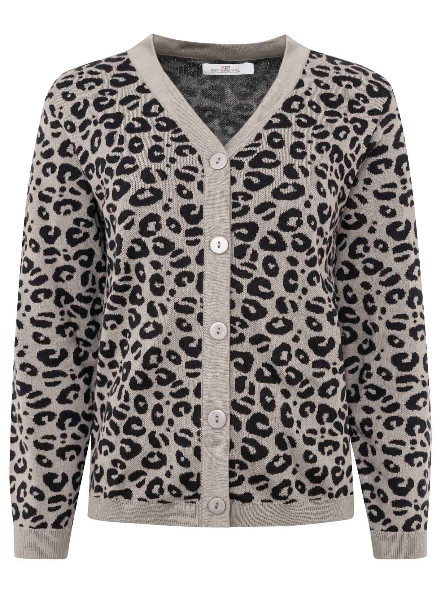 Zwillingsherz Strickjacke »"Gestrickter-Leo"«, mit Knöpfen, mit Leomuster aus reiner Baumwolle