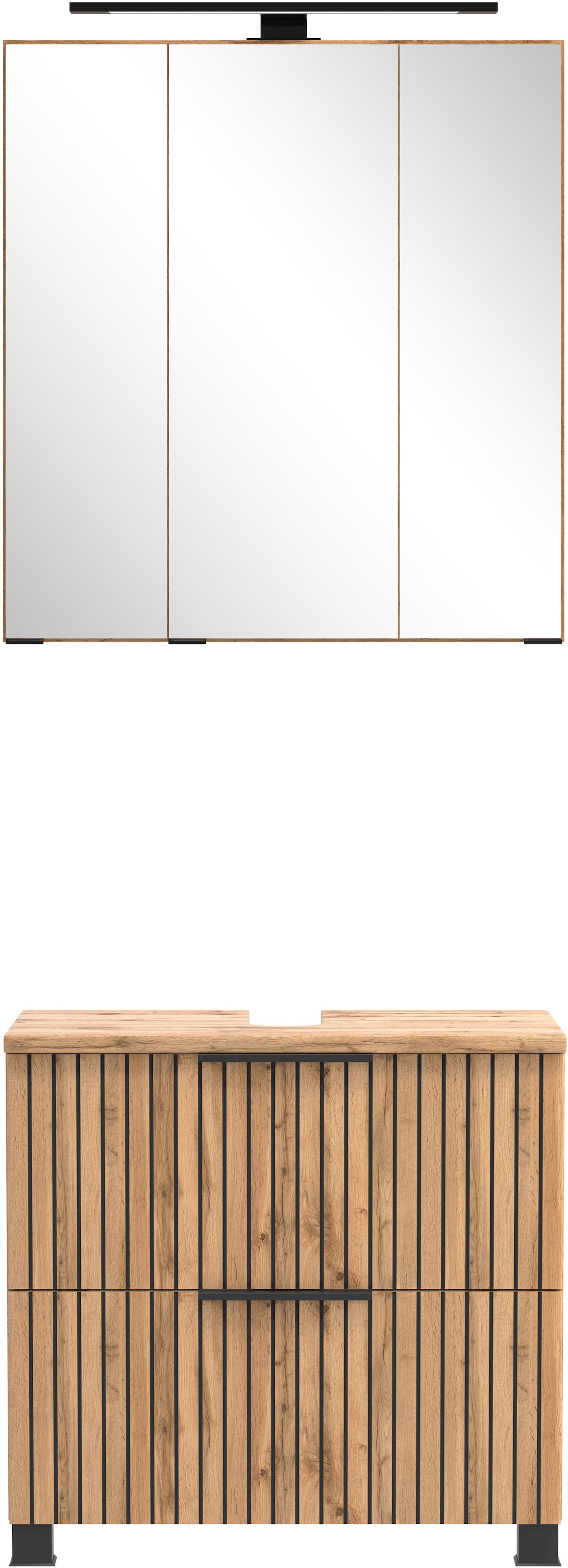 welltime Badezimmer-Set »Welltime Möbel, Carlton Unterbecken-Set 2teilig, 60 cm, gestreift«, (2 St.)