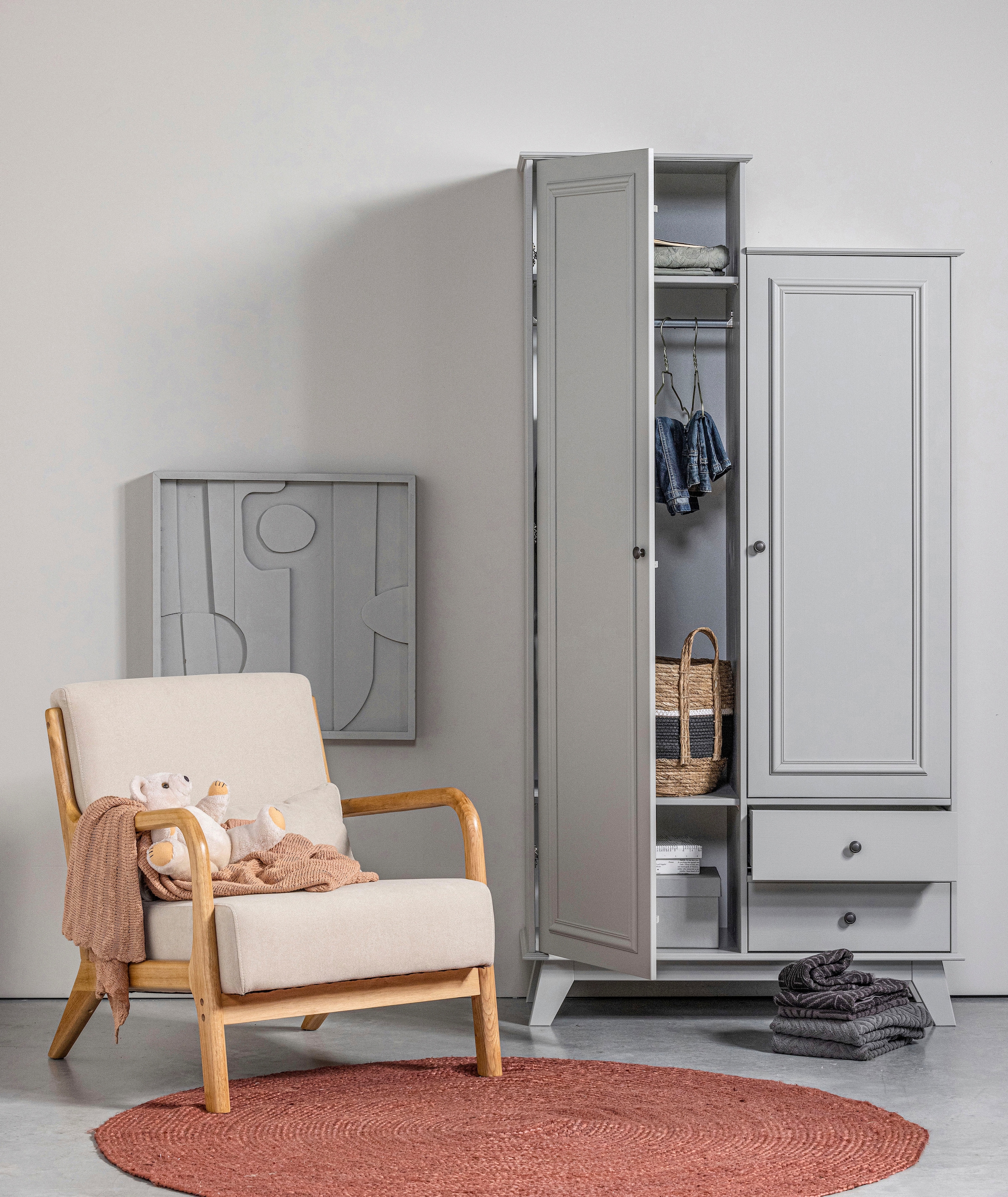 WOOOD Loungesessel »Mark mit Gewebtem Bezug und Gummibaumholz-Rahmen B 67 x T 82 x H 75 cm« Gute Verschleißfestigkeit, Tragkraft 135 kg, separates Rückenkissen