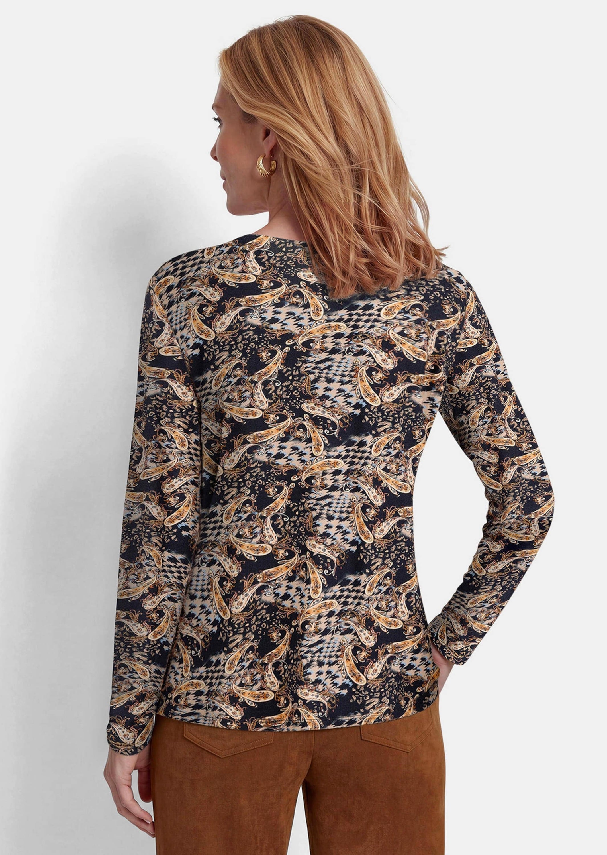 GOLDNER Print-Shirt »Kurzgröße Langarmshirt aus Viskose-Jersey« stretchbequemer Viskosejersey