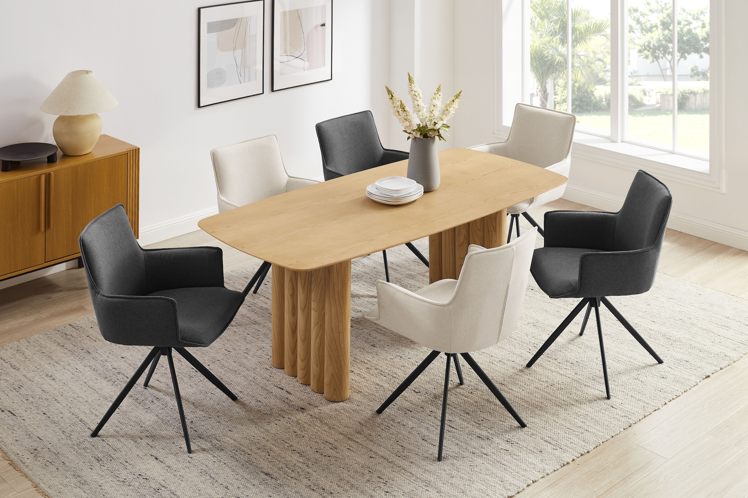 OTTO home Drehstuhl »Amoreve« (Set) 2 Stk.hochwertiger Strukturstoff, ergonomisches Design, Metallgestell