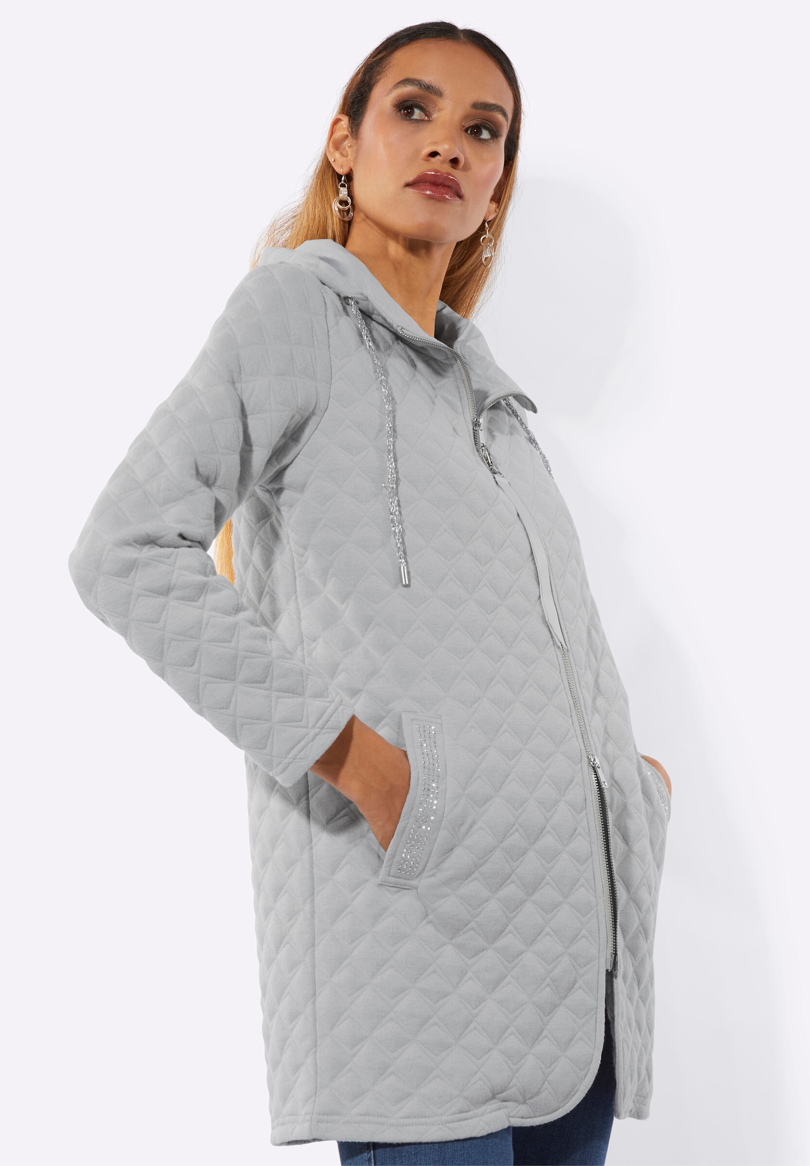 creation L Shirtjacke »Sweatjacke Shirtjacke in Rautenstruktur«