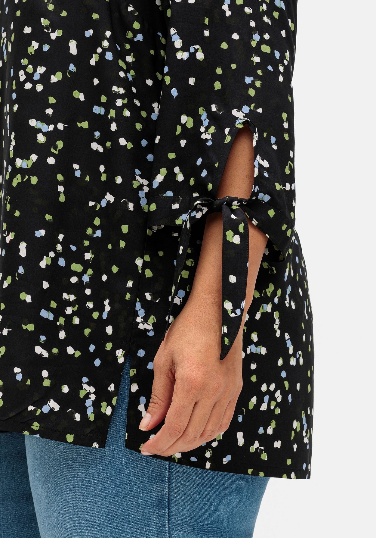 Sheego Tunika »Tunika mit Print und Knotendetail am Ärmel«
