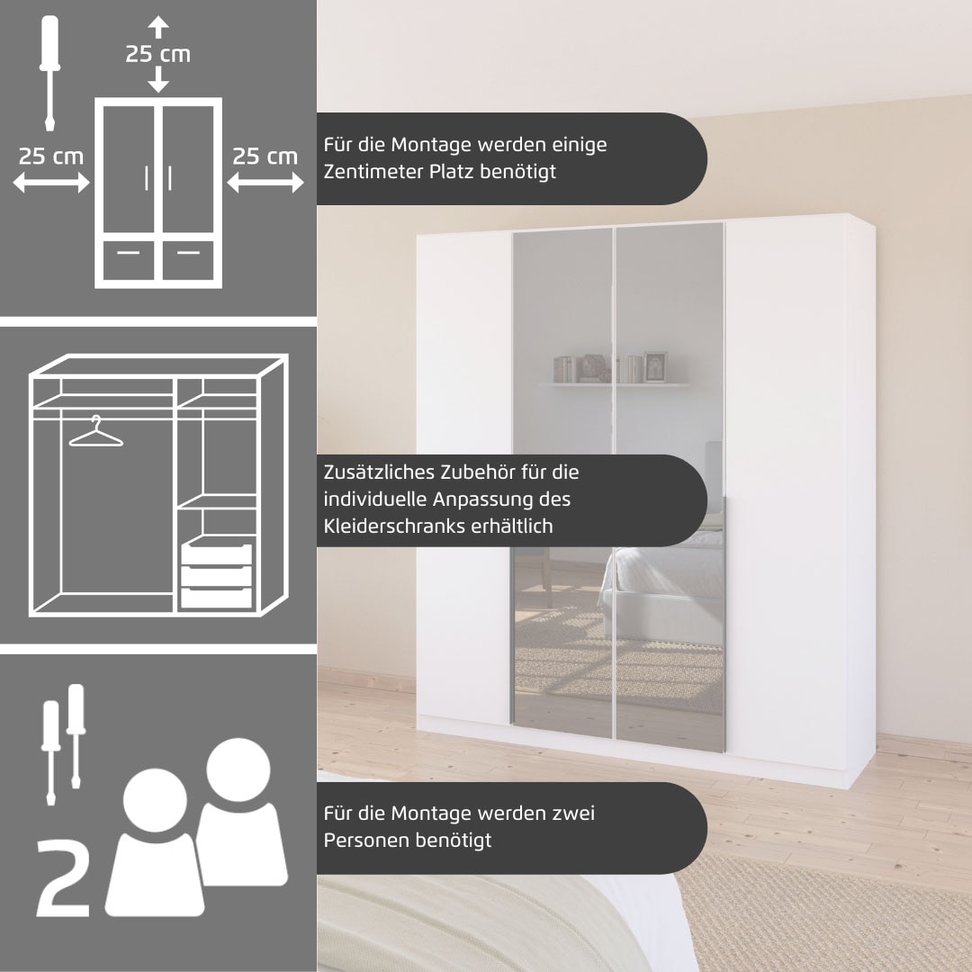 INOSIGN BY RAUCH Drehtürenschrank »Ferris Schrank Breite 2,10m BESTSELLER Schlafzimmerschrank«, Kleiderschrank mit Spiegel in den Ausführungen BASIC/CLASSIC/PREMIUM