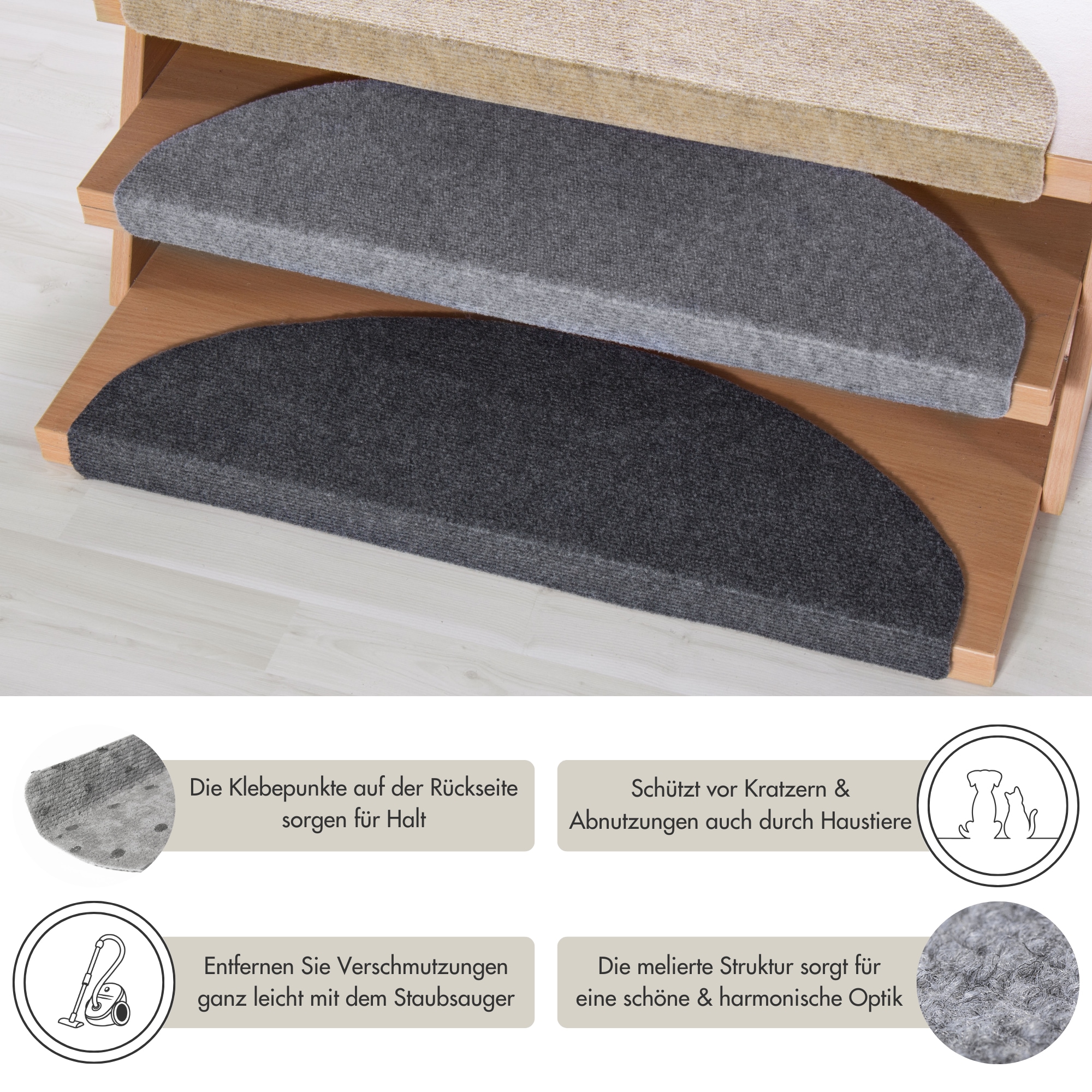 Andiamo Stufenmatte »Paris, Made in Poland« halbrund 2 mm Höhe selbstklebend, 15 Stück in einem Set