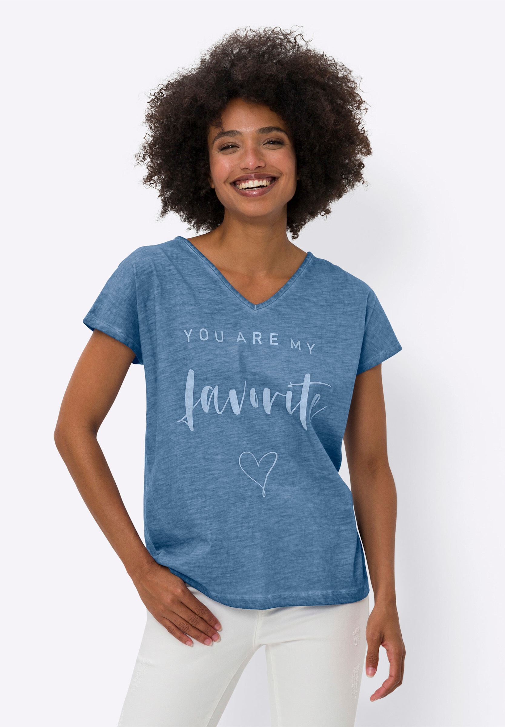 heine T-Shirt »Shirt Print-Shirt mit Oil-dyed-Waschung«