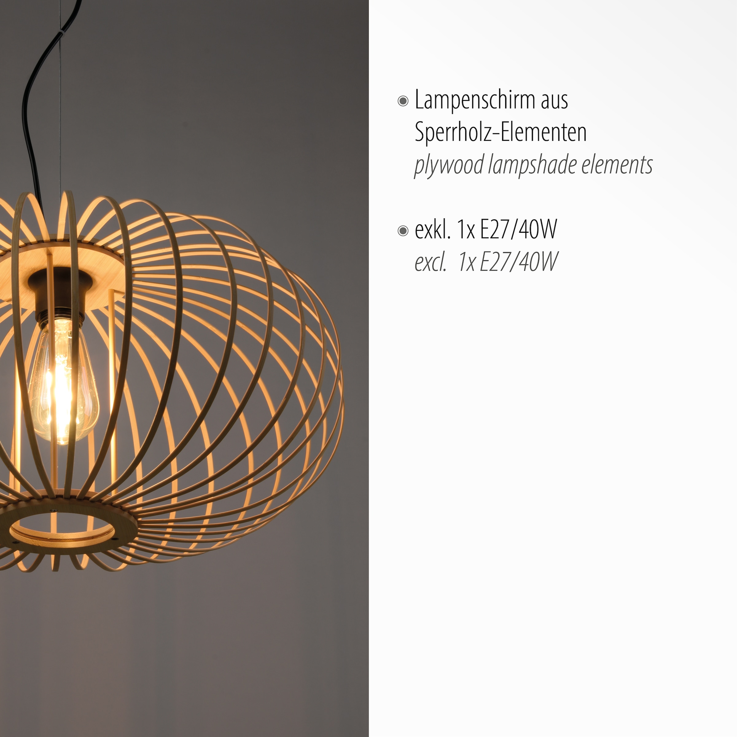 JUST LIGHT Pendelleuchte »RACOON«, 1 flammig, Leuchtmittel E27 | ohne Leuchtmittel, ExklusiveE27