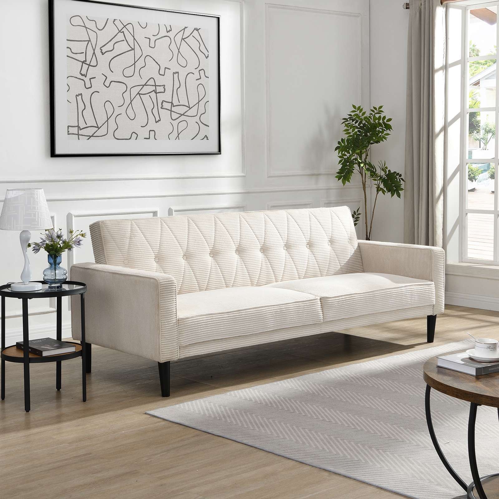 Dorel Home 3-Sitzer »Avon«, Schlafsofa 213cm, Bettfunktion (110/190cm), trendiger Cord o. Webstoff