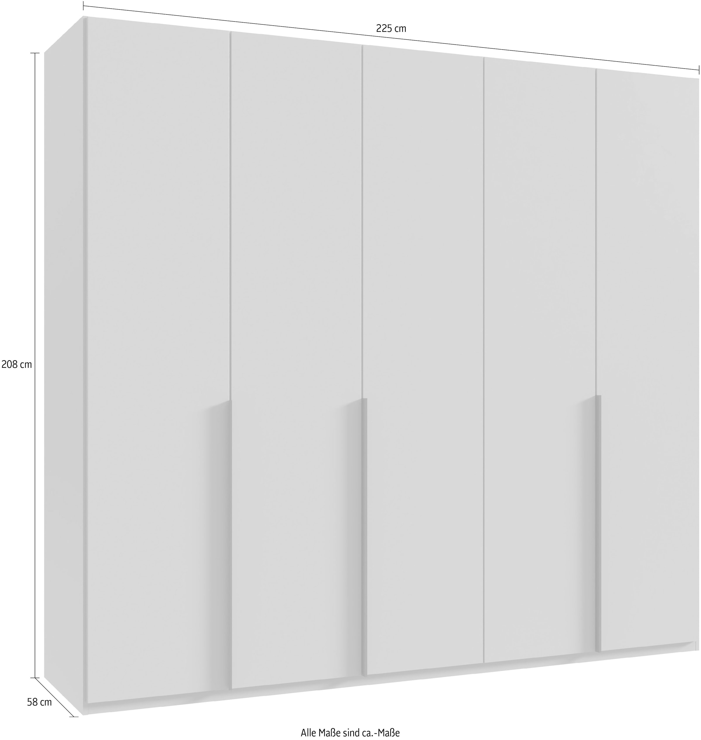 Wimex Kleiderschrank »Mugano, in 5 Breiten und 2 Höhen, Made in Germany«, (in Basic oder Premium Ausstattung mit 2 weiteren Einlegeböden), mit langen Griffstangen aus Metall, wahlweise mit oder ohne Spiegel