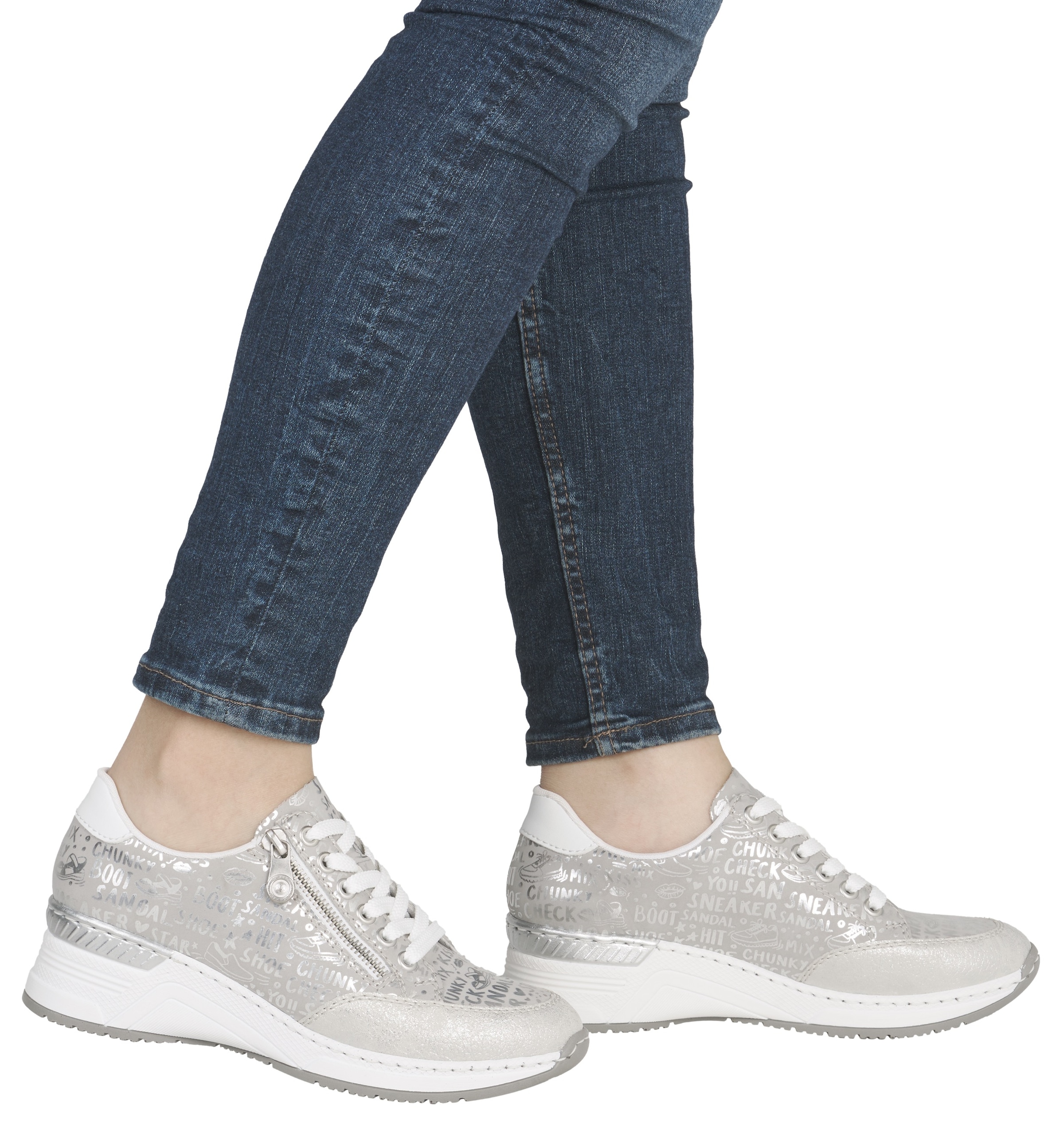 Rieker Sneaker  mit Lettern bedruckt, Freizeitschuh, Halbschuh, Schnürschuh