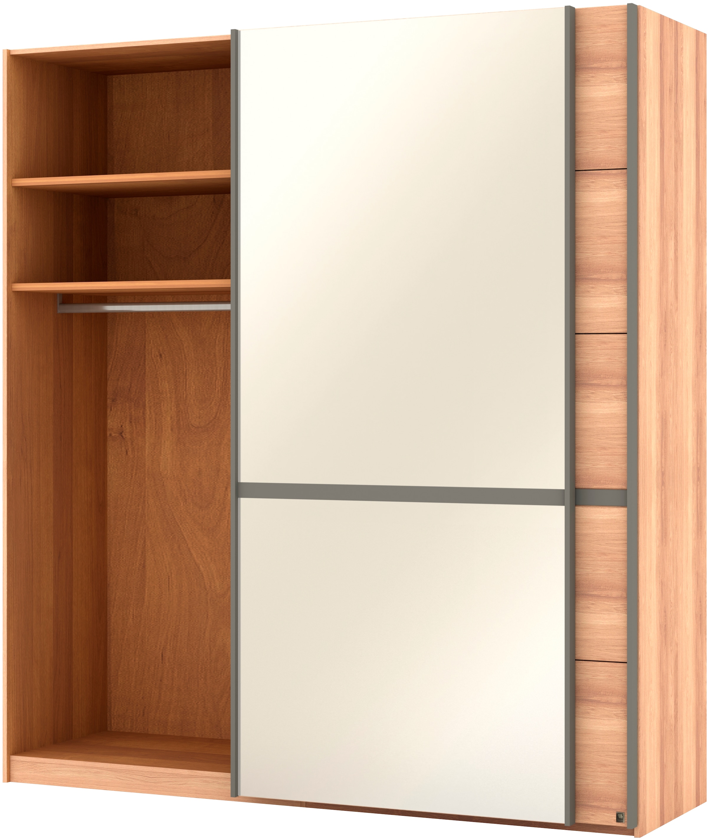 Musterring Schwebetürenschrank »Sorrent, Kleiderschrank, Schrank, Schiebetüren«, (Teilmassiv Eiche, MADE IN GERMANY), Türen in Eiche massiv mit Kassetten-Optik, verschiedene Maße verfügbar