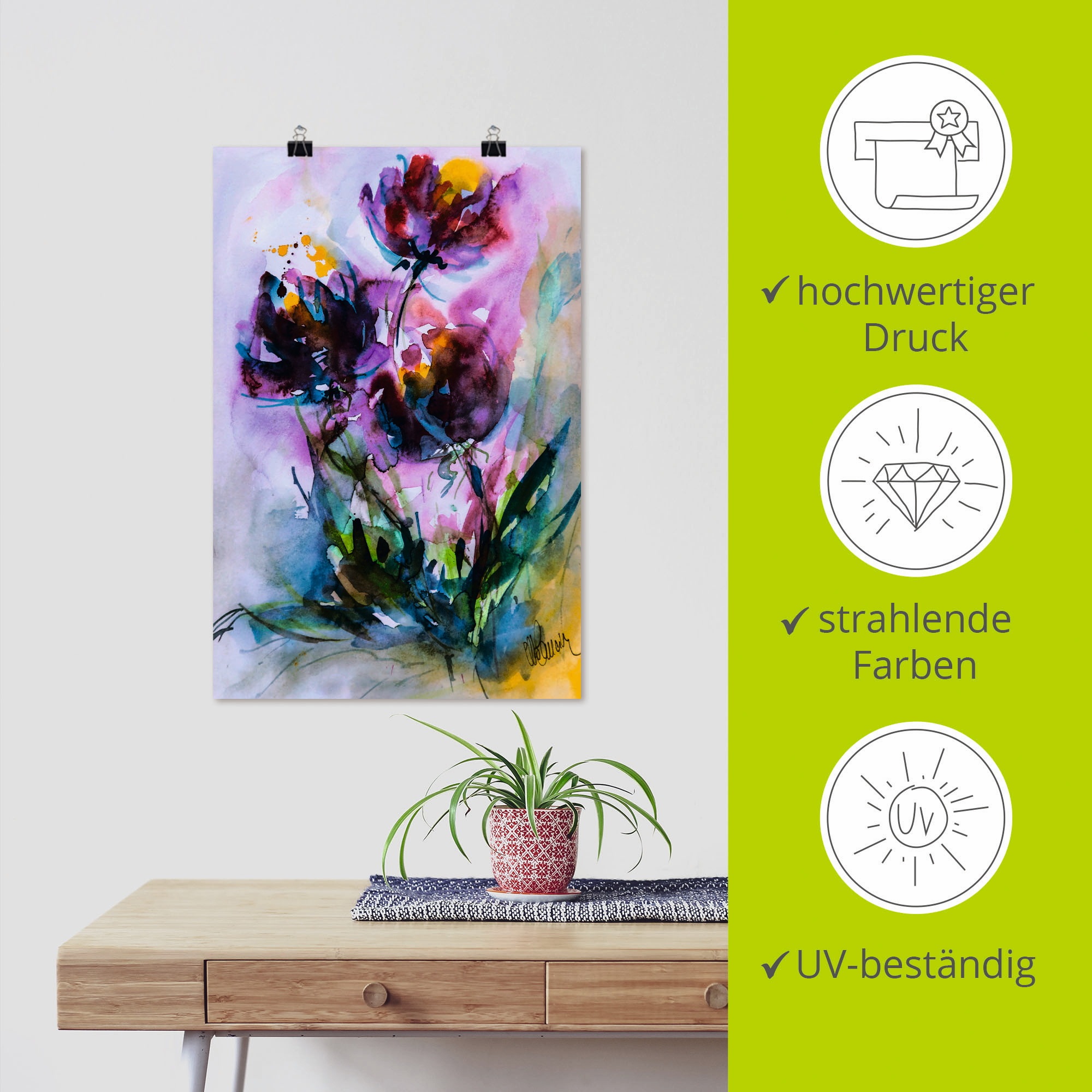 Artland Wandbild »Küchenschelle«, Blumen, (1 St.), als Alubild, Outdoorbild, Leinwandbild, Poster in verschied. Größen