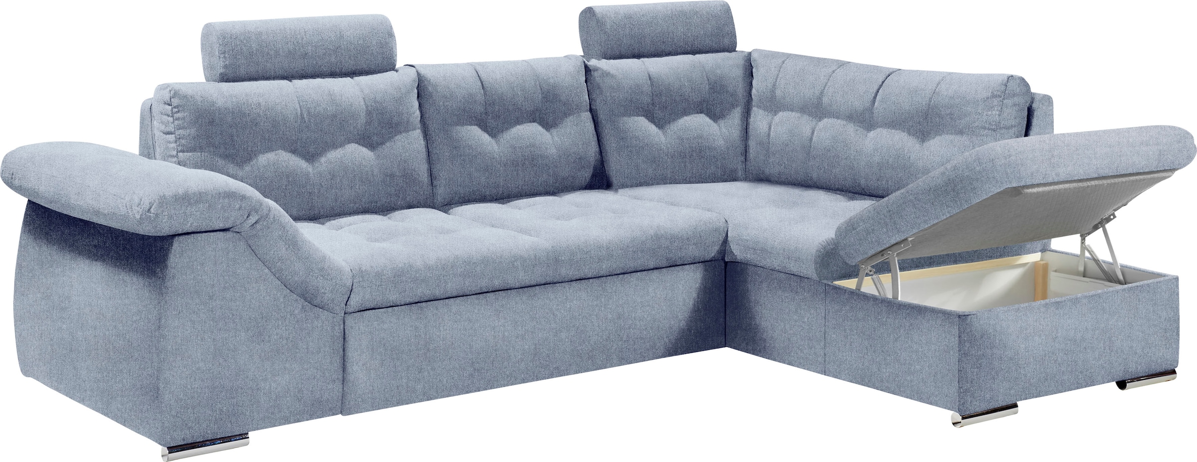 ED EXCITING DESIGN Ecksofa Oman, mit Bettfunktion, Bettkasten, Armteilverstellung und  Kopfstützen