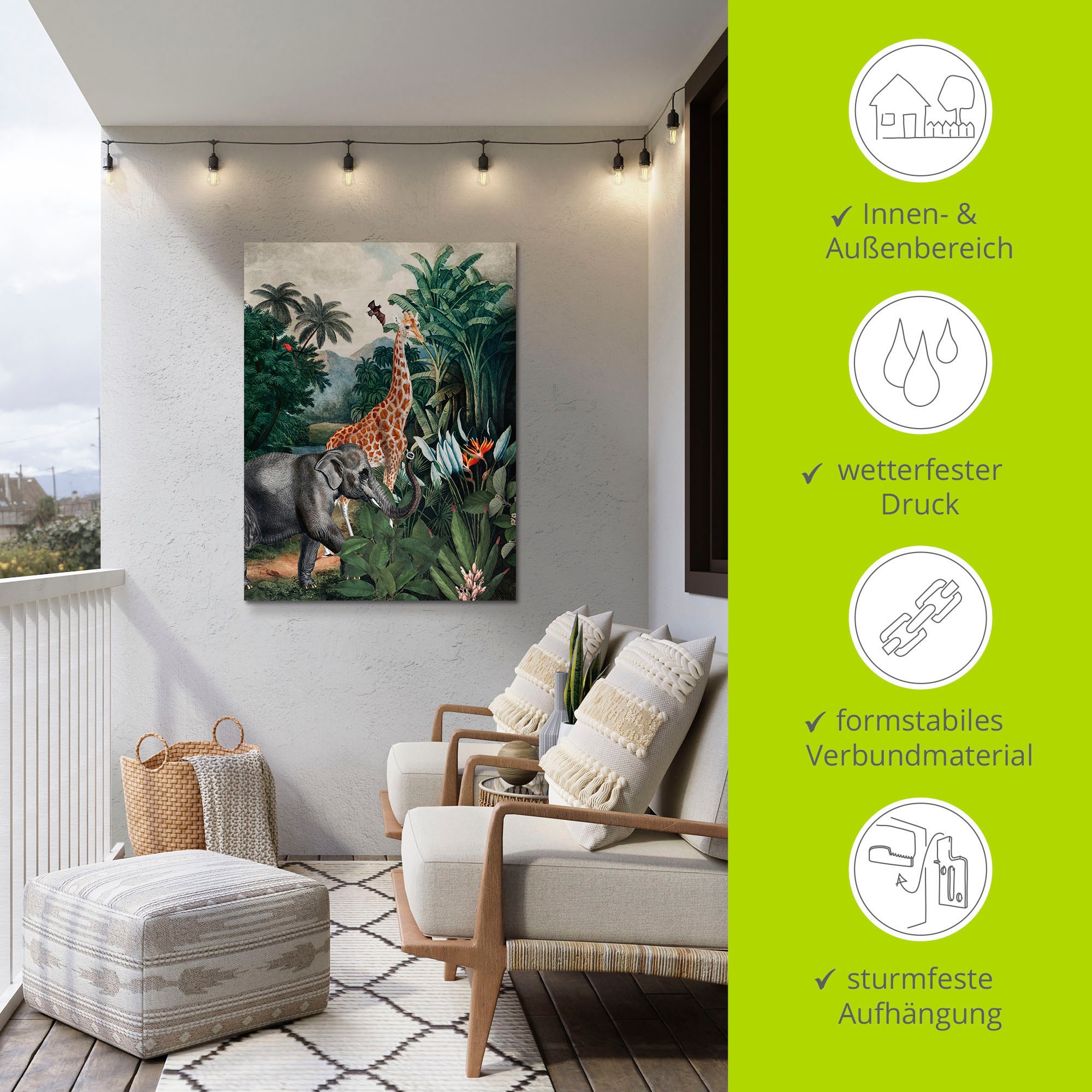 Artland Wandbild »Afrikanischer Dschungel«, Wildtiere, (1 St.), als Alubild, Outdoorbild, Leinwandbild, Poster in verschied. Größen