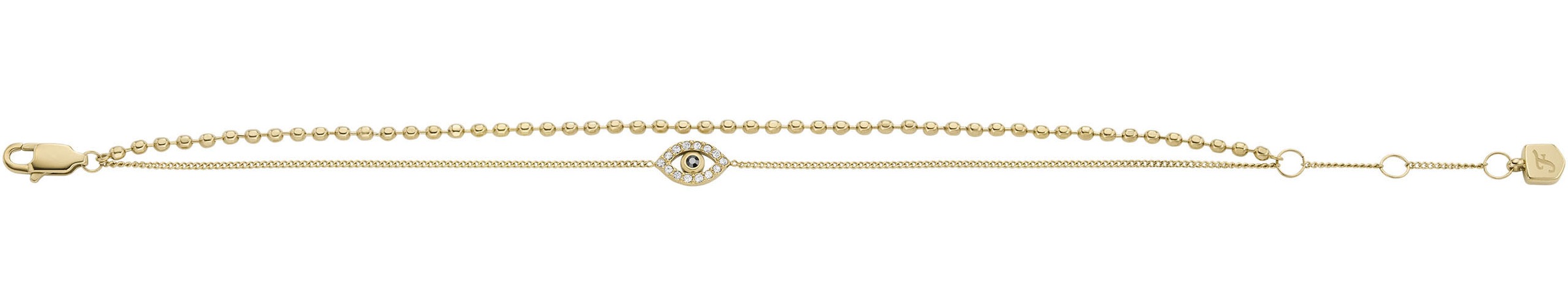 Fossil Armband »Schmuck Edelstahl Armkette Sutton Magisches Auge Evil Eye, JF04794710«, mit Glasstein, Zirkonia (synth.)