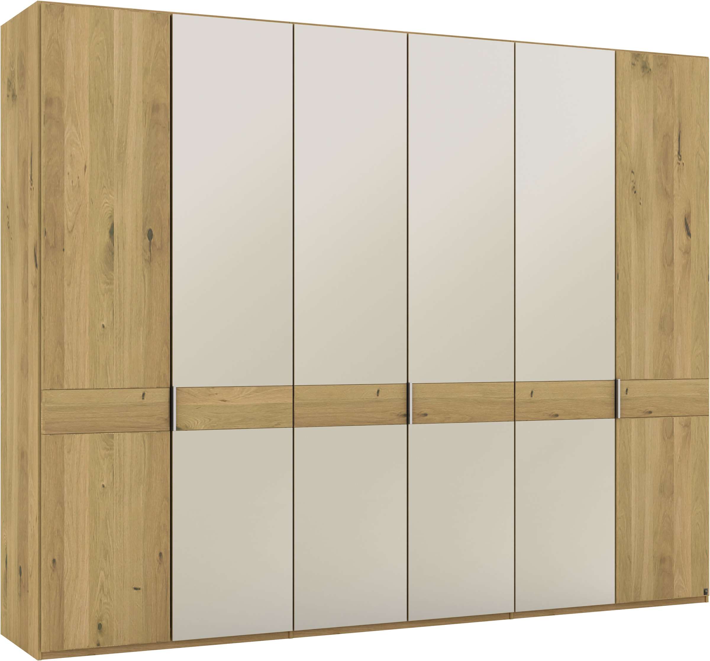 Musterring Drehtürenschrank »Savona, Kleiderschrank, Schrank, Garderobe, teilmassiv Eiche«, (mit Türdämpfern, mit Spiegel oder Glas, extra Böden, MADE IN GERMANY), Türen in Bianco-Eiche massiv, Spiegel-/Glastüren, verschiedene Größen