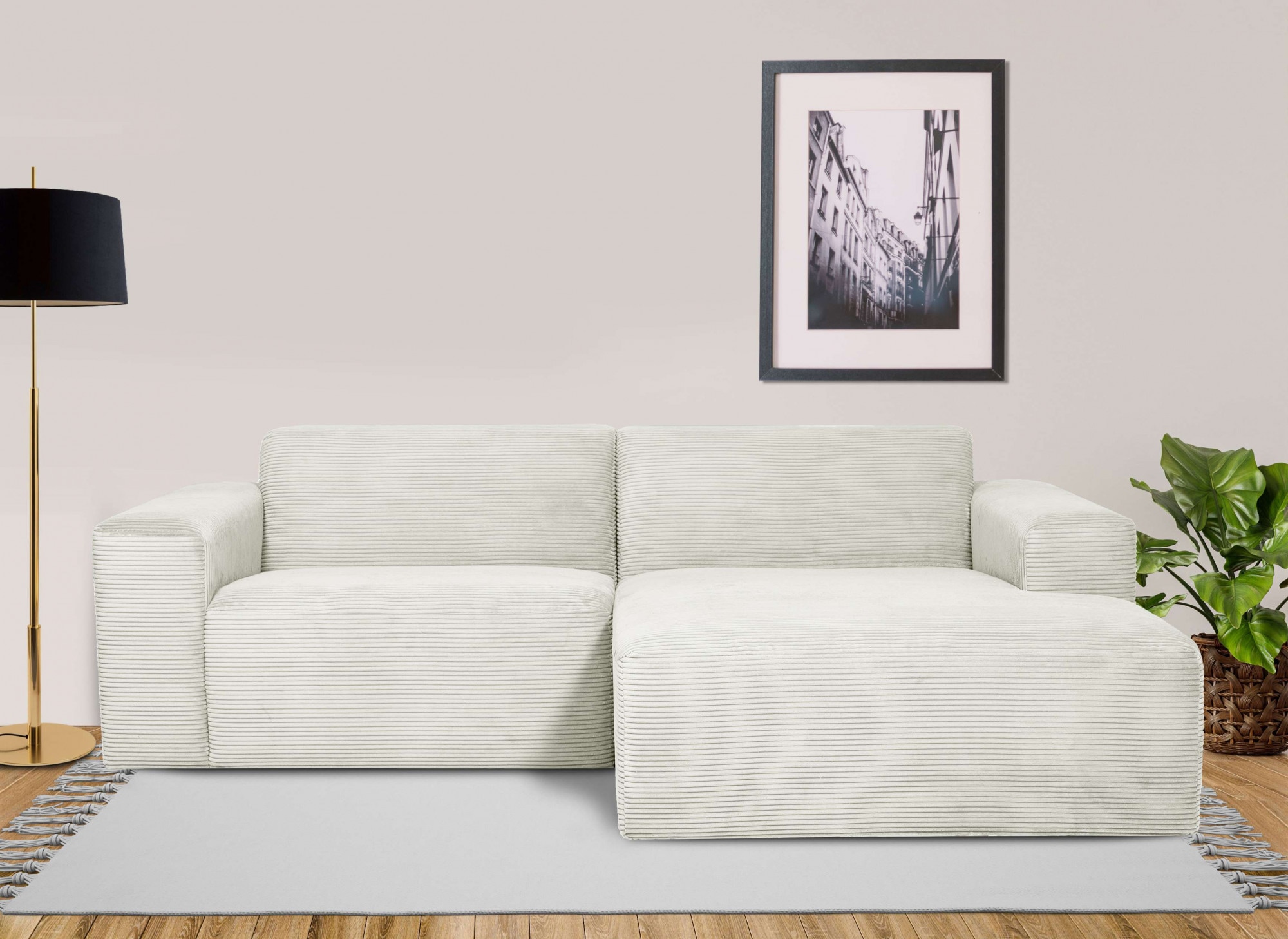 INOSIGN Ecksofa »Koa,228cm, L-Form, Modulsofa, Webstoff, Cord«, Designsofa, weicher Lounge-Sitzkomfort, Welleunterfederung, bodentief