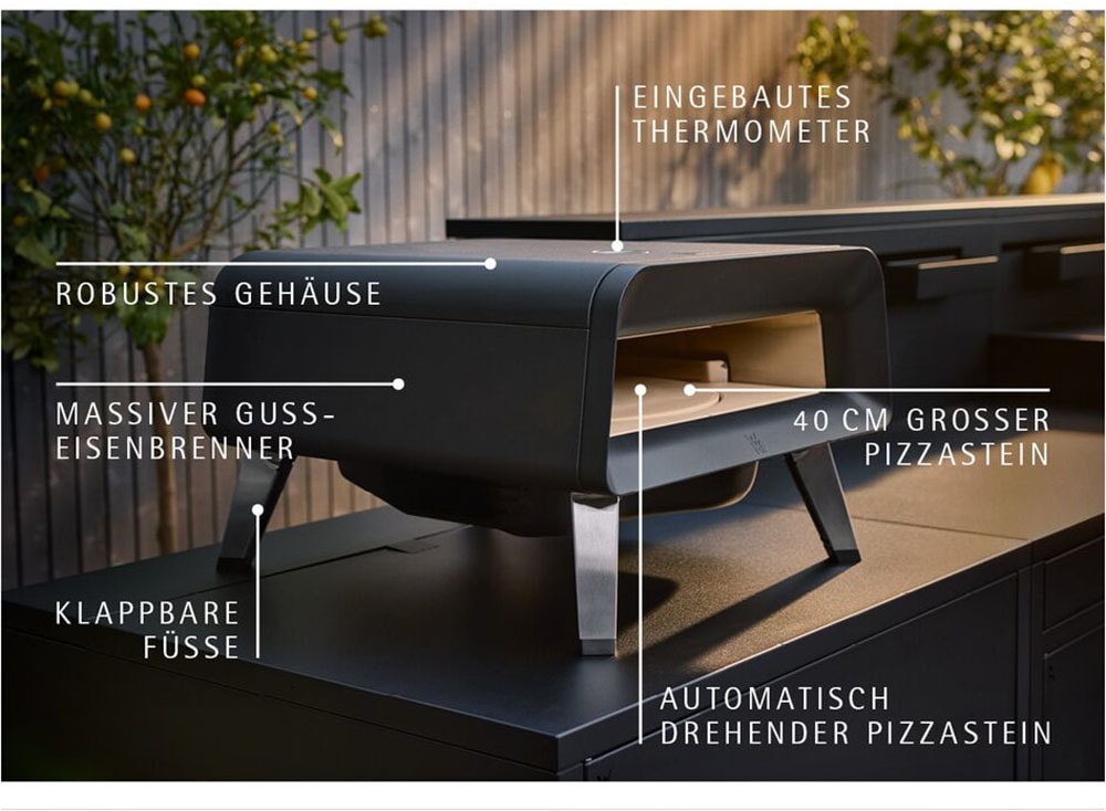 WMF Pizzaofen »Pizzaiolo Pro, Gaspizzaofen, knusprige Ergebnisse in 90 Sekunden« automatische Drehmechanik, hochwertiger Pizzastein, inkl.Pizzaschaufel