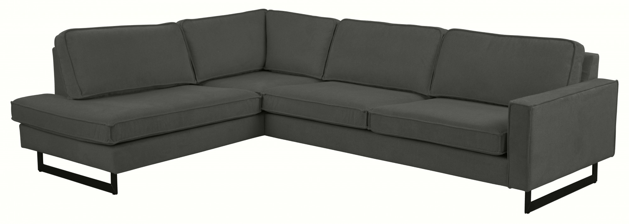 Places of Style Ecksofa »Pinto, 290 cm, Cord, Chenille, Lederoptik, Ottomane links / rechts«, mit Keder, schwarze Metallfüße, Wellenunterfederung