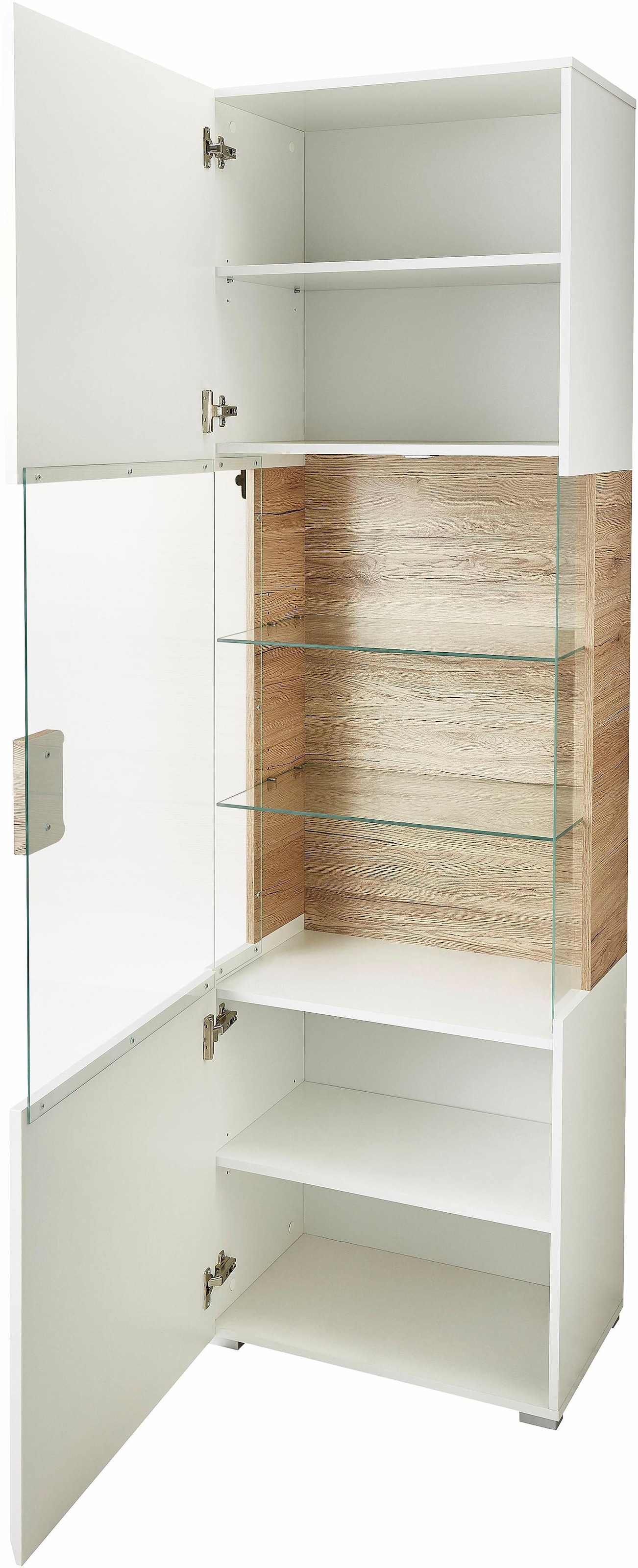 INOSIGN Vitrine »Toledo,Höhe 204 cm trendige Glasvitrine mit dekorative Fräsungen«, Standvitrine ohne Beleuchtung, viel Stauraum, hochglanz Front MDF