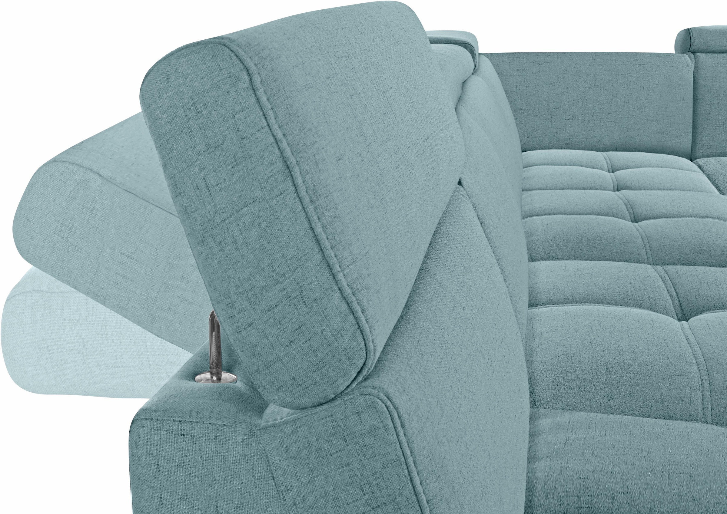 DOMO collection Wohnlandschaft »Ava moderne Sitzheftung mit toller Doppelnaht, komfortabel, U-Form«, mit Federkern, wahlweise mit Kopfteilverstellungen