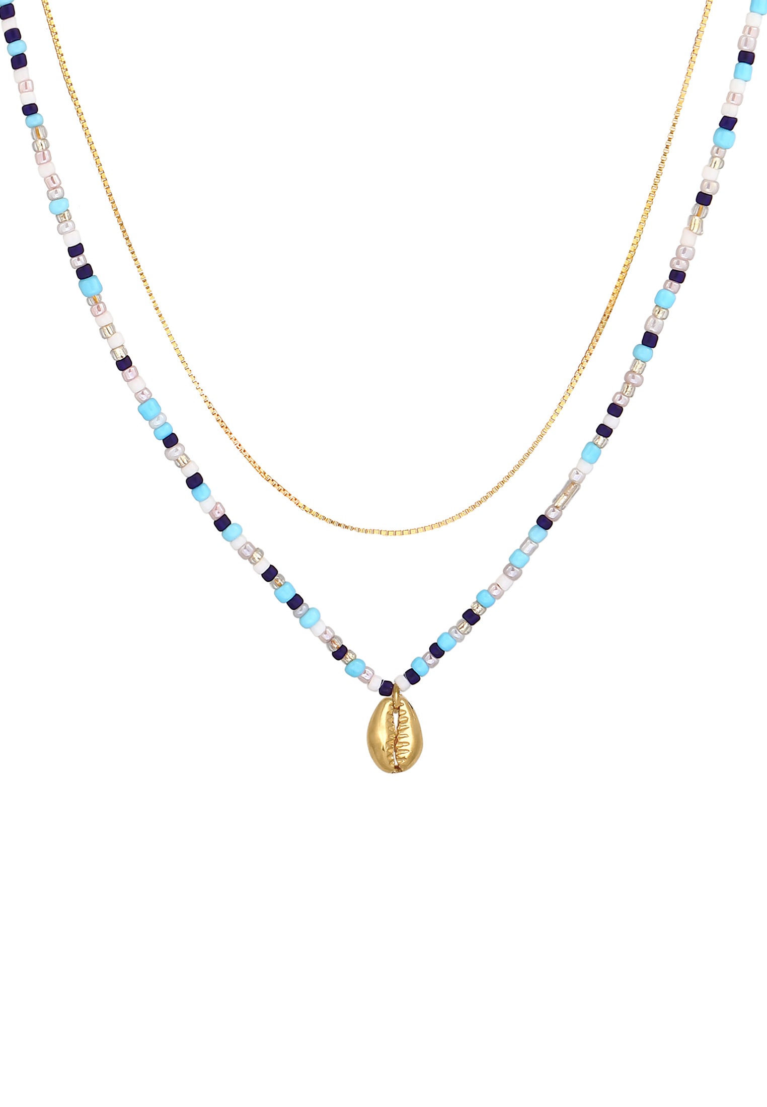 Elli Choker »Halskette Muschel Glas Beads Maritim Bunt 925 Silber«