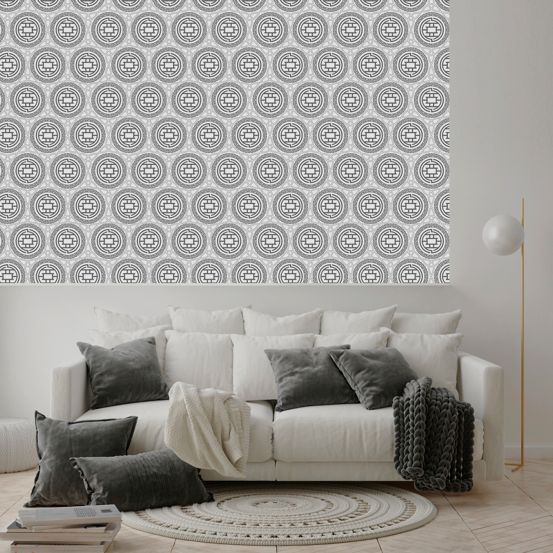 queence Vinyltapete »Leticia«, bedruckt-Barock-Antikoptik-Kunst, 90x250cm, selbstklebend, kinderleichte Anbringung, Sticker