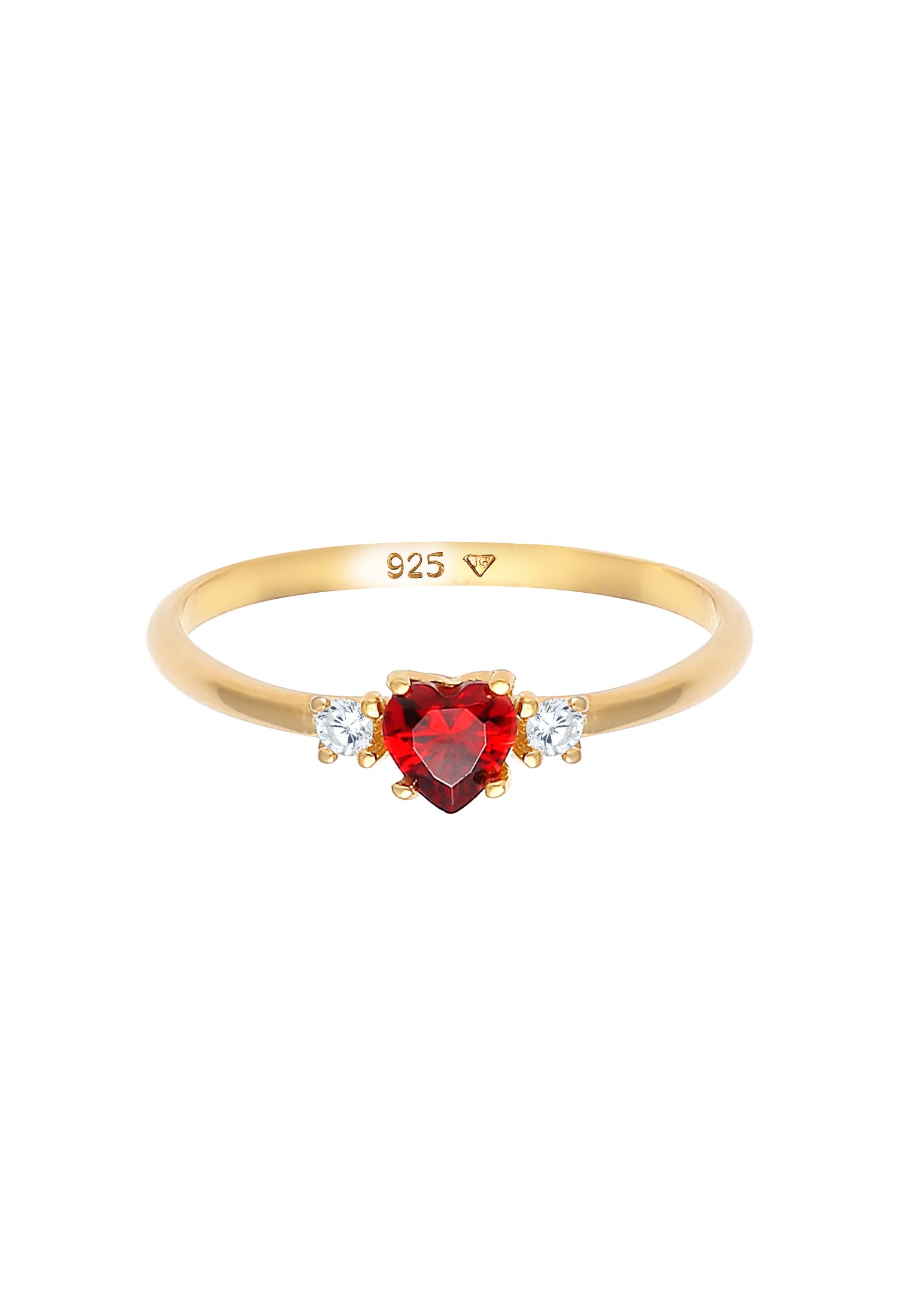 Elli Silberring »Ring Herz Zirkonia Rot Liebe 925 Silber«