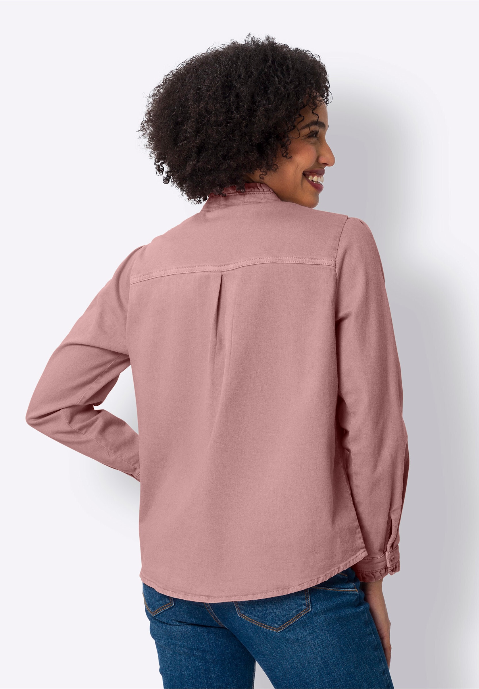heine Jeansbluse »Jeansbluse Jeansbluse mit Rüschen«