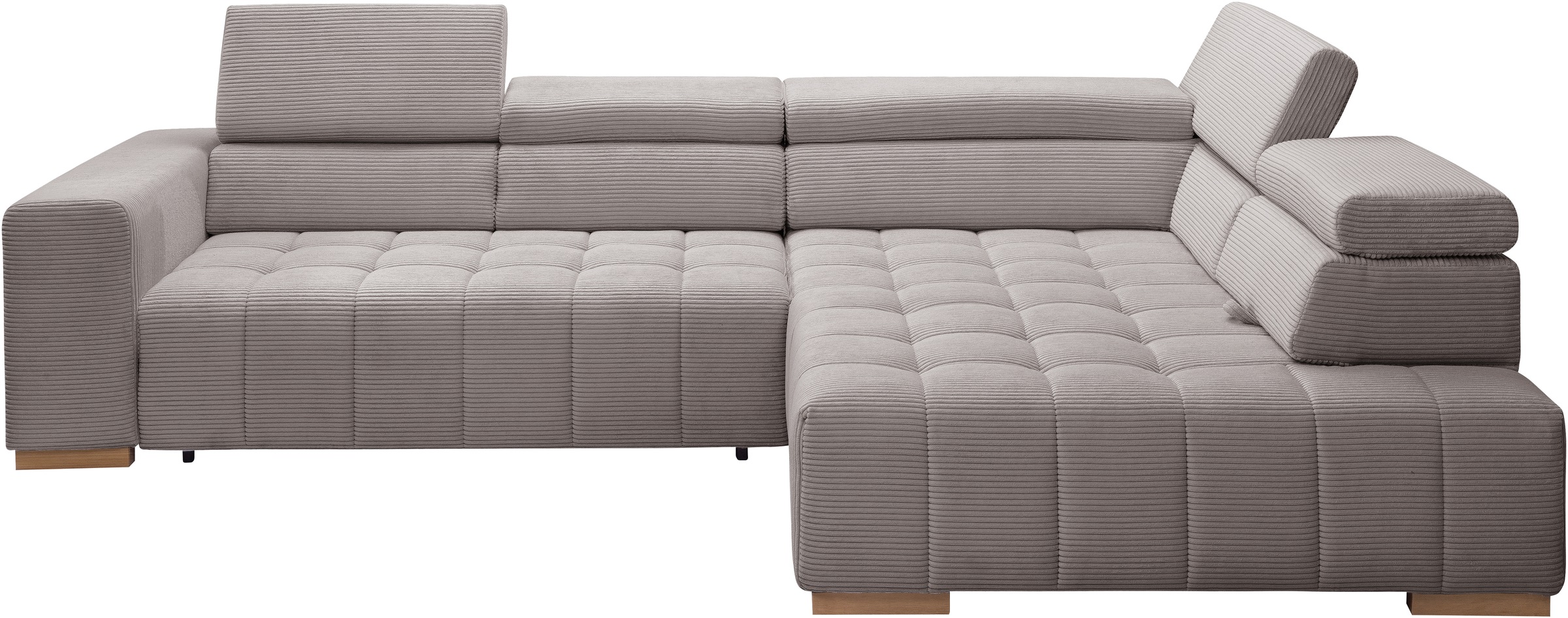 exxpo - sofa fashion Ecksofa »Elianos, hoher Sitzkomfort, aufwendige Kreuzsteppung im Sitz, L-Form«, Kopfteile & Sitztiefe verstellbar, mit Bettfunktion, Cord, cappuccino