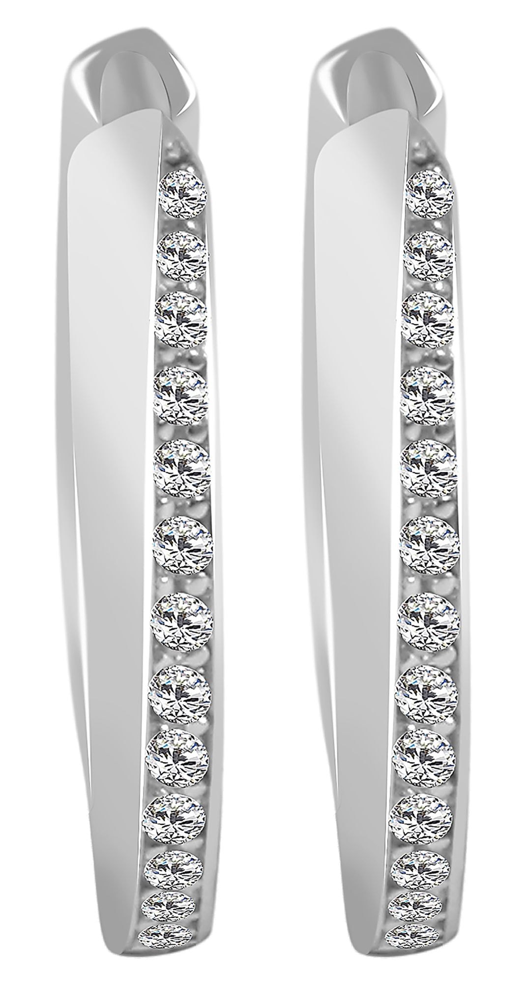 Adelia´s Paar Creolen »Damen Ohrringe ¿ Klappcreole aus 925 Silber mit Zirkonia«