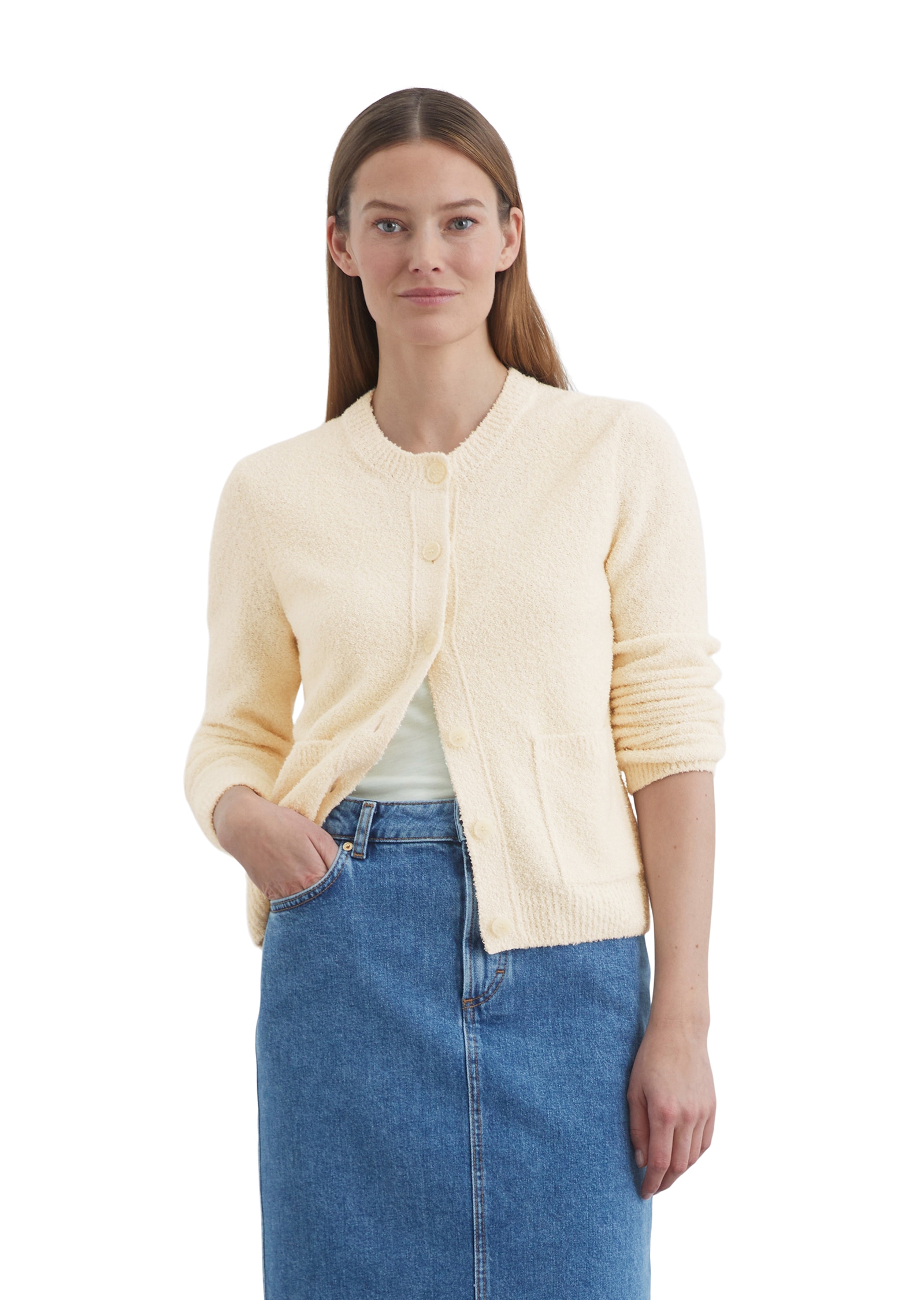 Marc O'Polo Cardigan, die Haptik: supersoft mit feiner Curly-Oberfläche