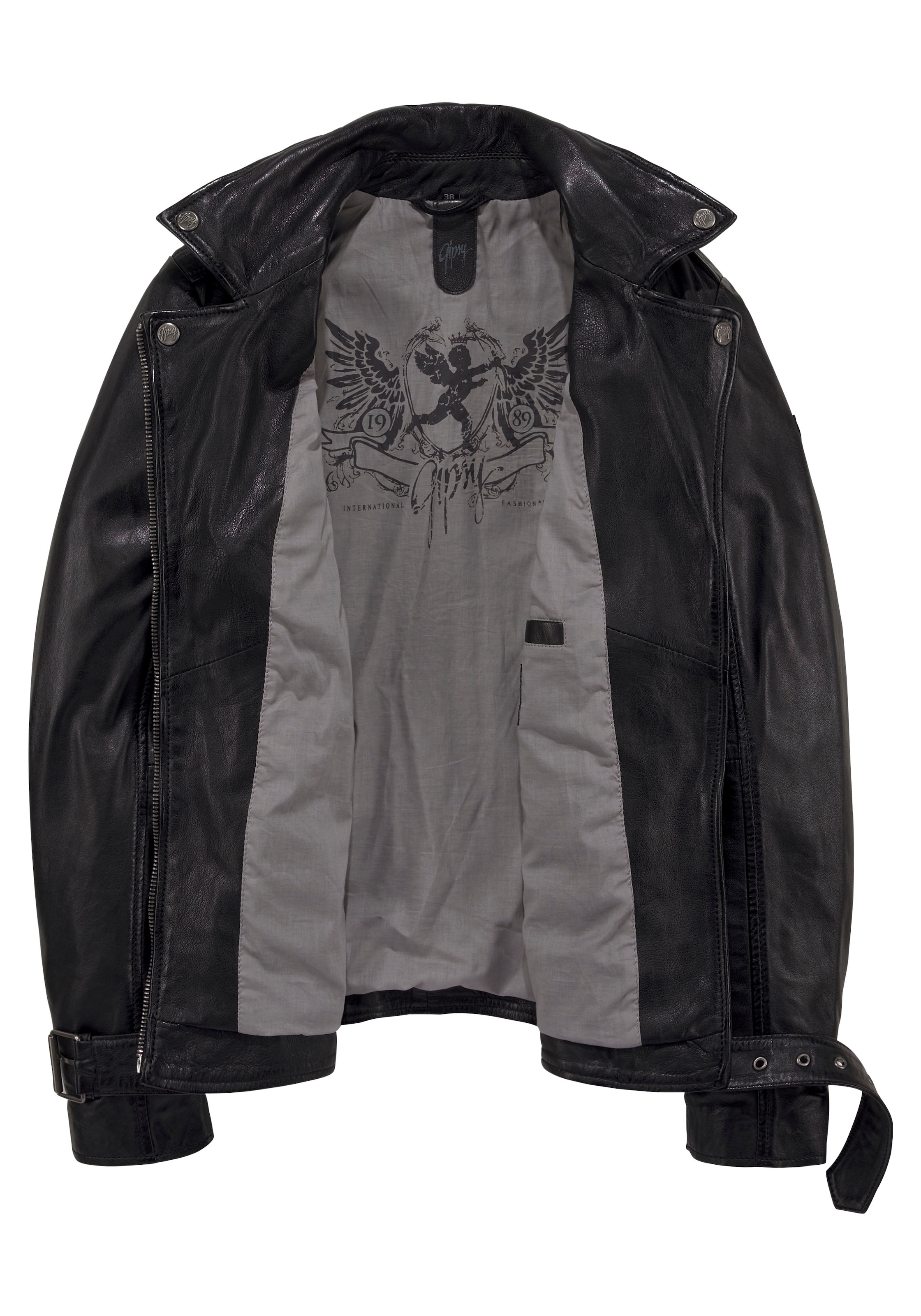 Mauritius Lederjacke »AUBREE«, lässige Bikerjacke mit Gürtel