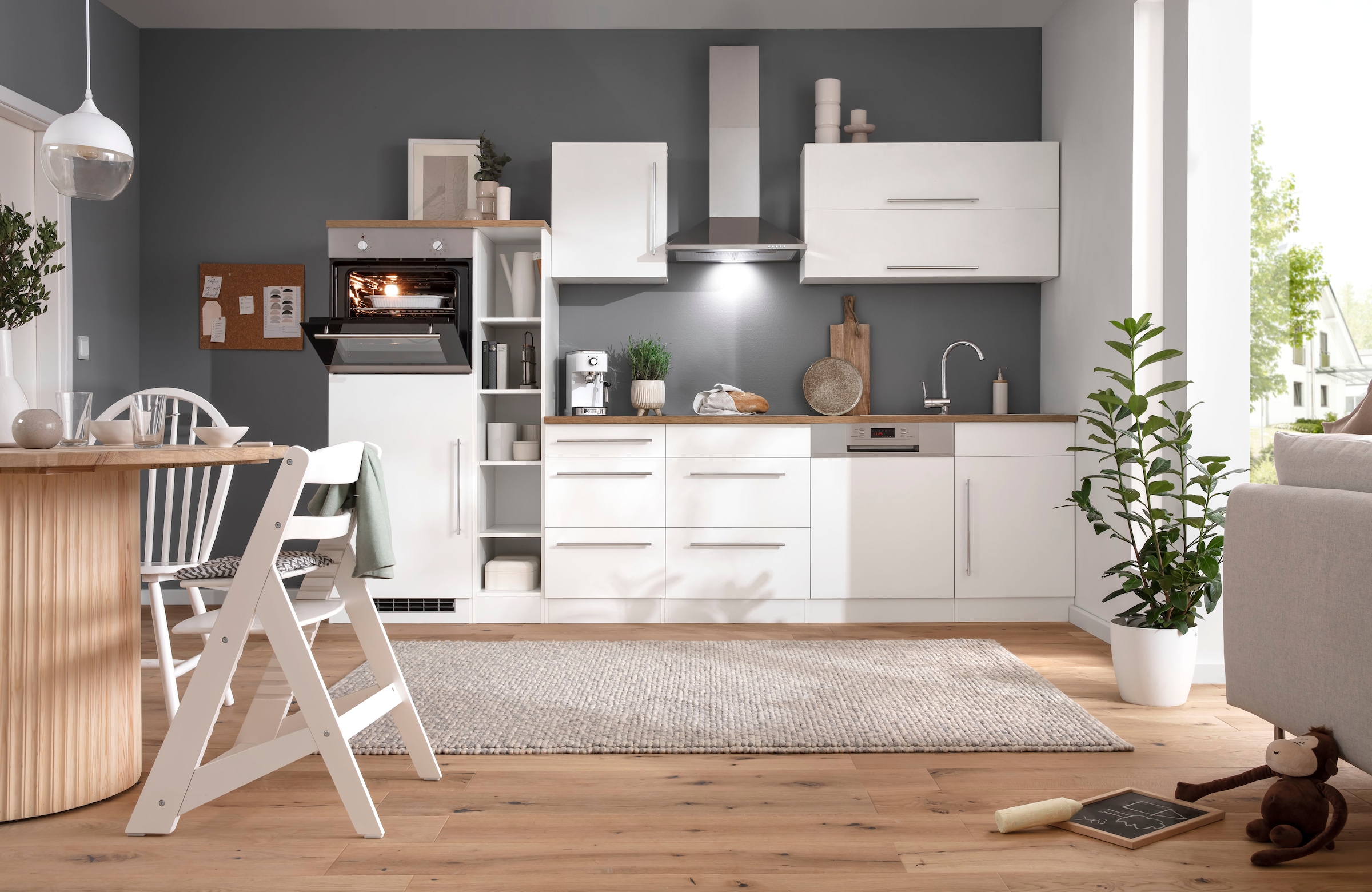 KOCHSTATION Küchenzeile »KS-Samos« Breite 310 cm, wahlweise mit E-Geräten und Induktionkochfeld