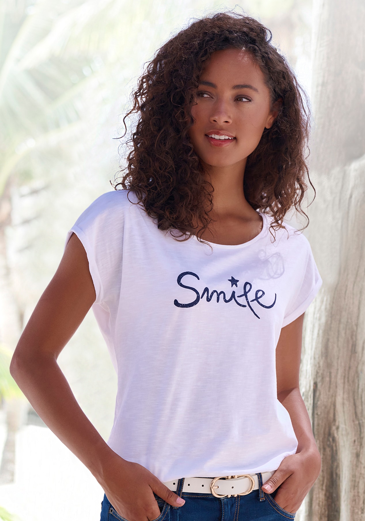 Beachtime T-Shirt »mit Frontdruck "Smile"«, aus weicher Baumwoll-Qualität